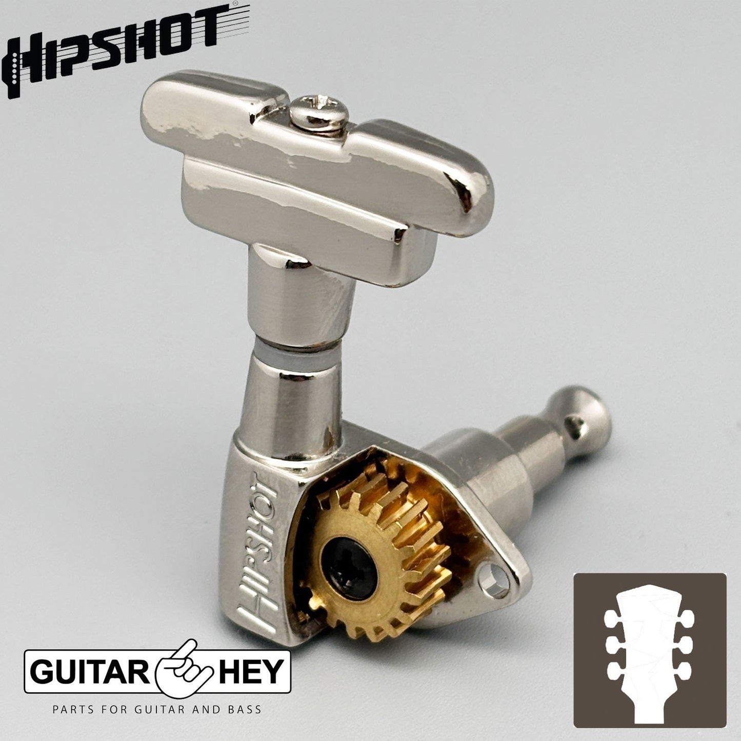 NEW Hipshot CLASSIC OPEN-GEAR Tuners L3+R3 Set IMPERIAL Buttons 3x3 - NICKEL