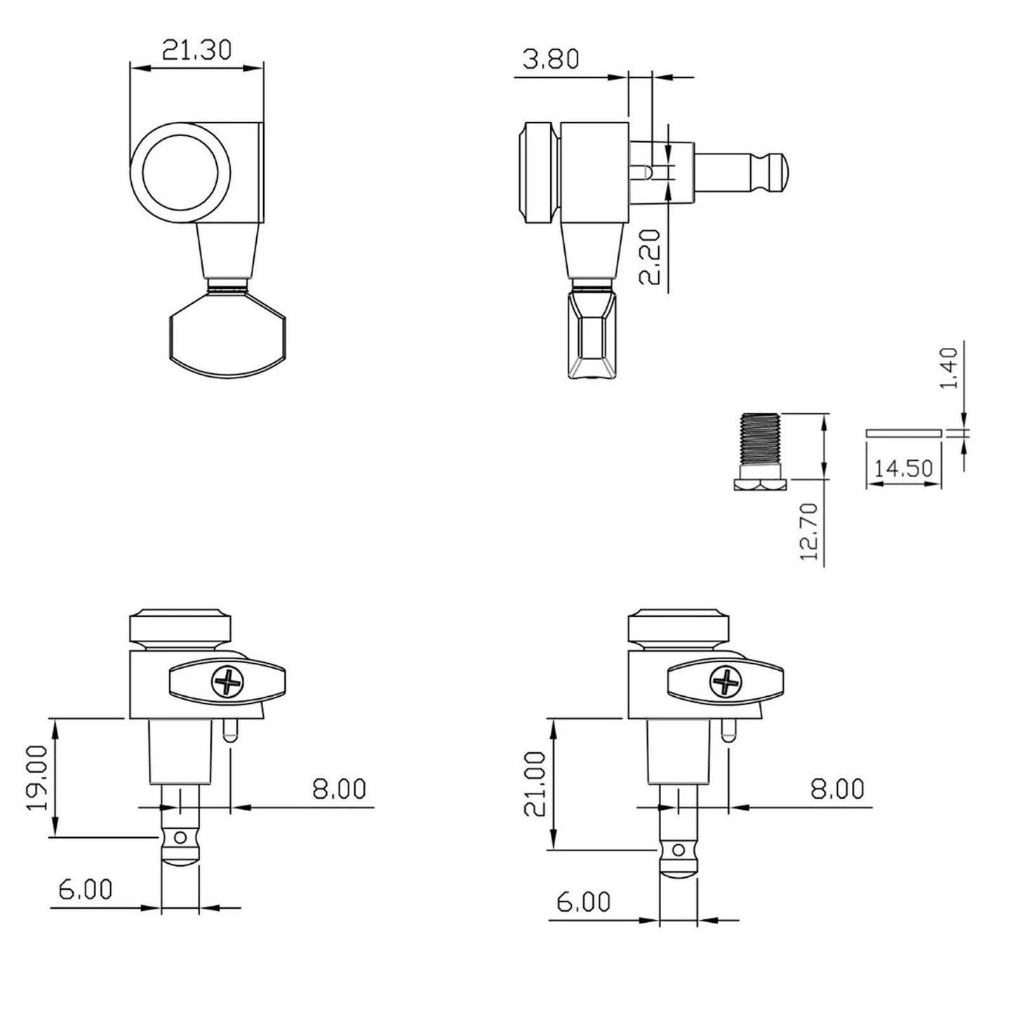 NEW True Lok Mid-Size Locking Tuners - 6-in-line, Single Pin TK-7107-010 CHROME