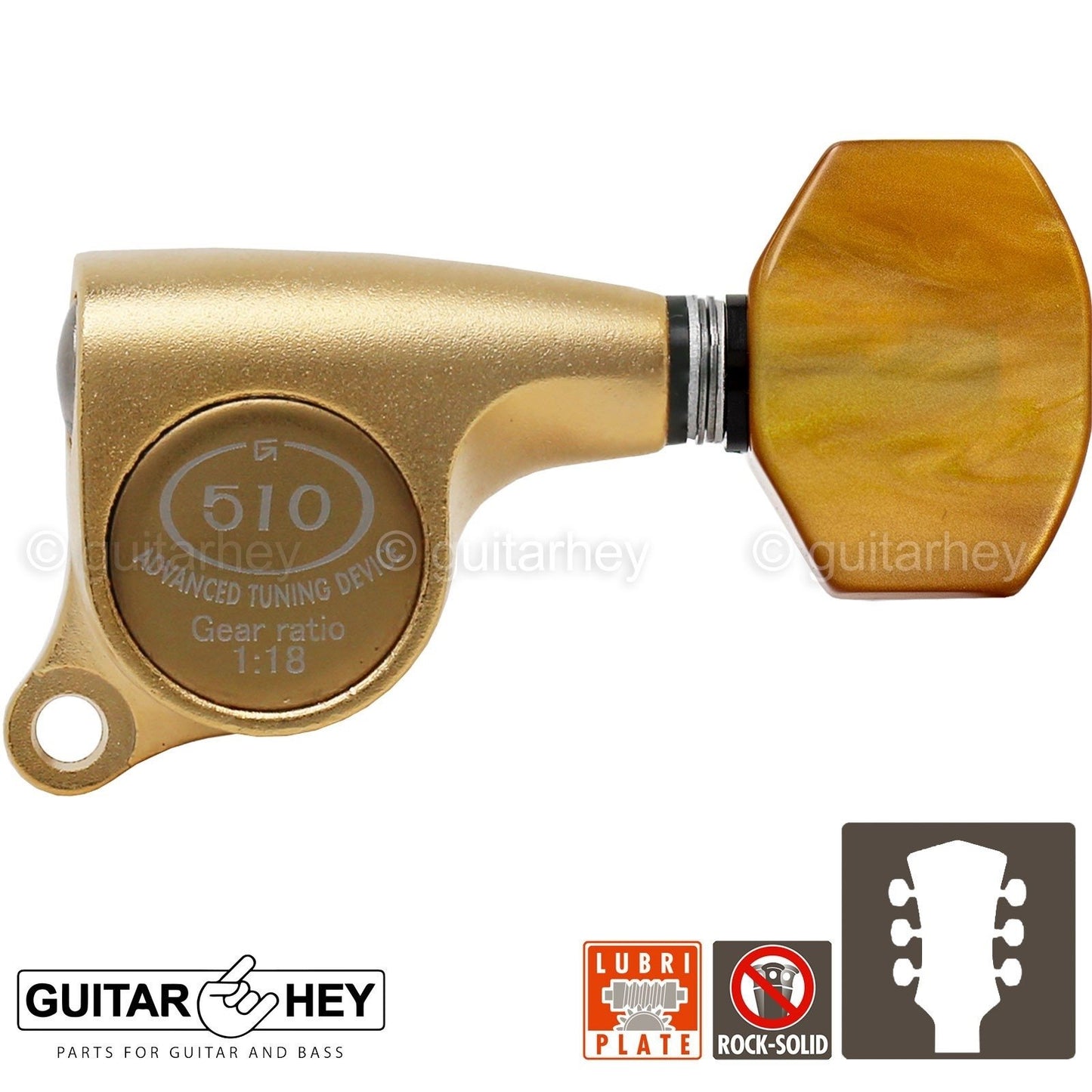 NEW Gotoh SGS510Z-P8 L3+R3 Set Mini Tuners 18:1 Small Buttons 3x3 - GOLD SATIN
