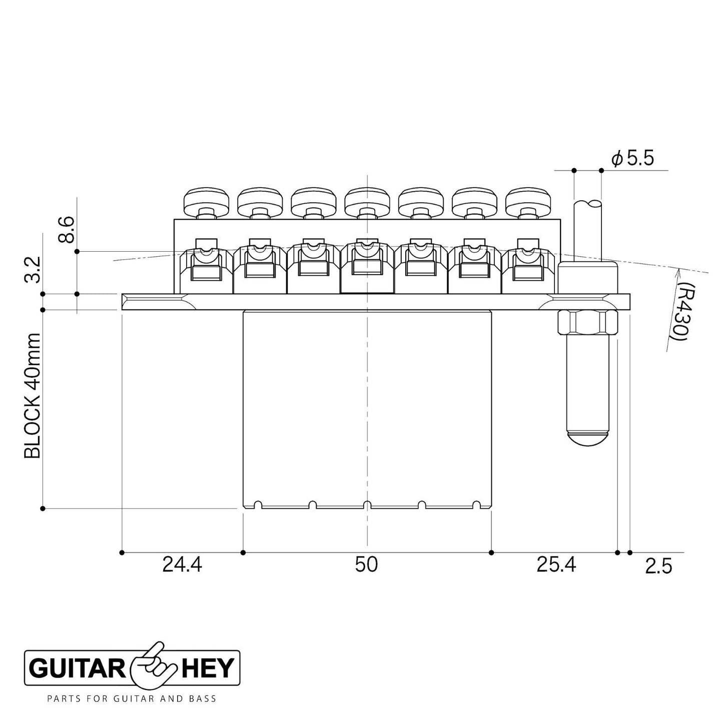 NEW Gotoh GE1996T-7 String Floyd Rose LEFTY Tremolo Bridge - 40mm Block - CHROME