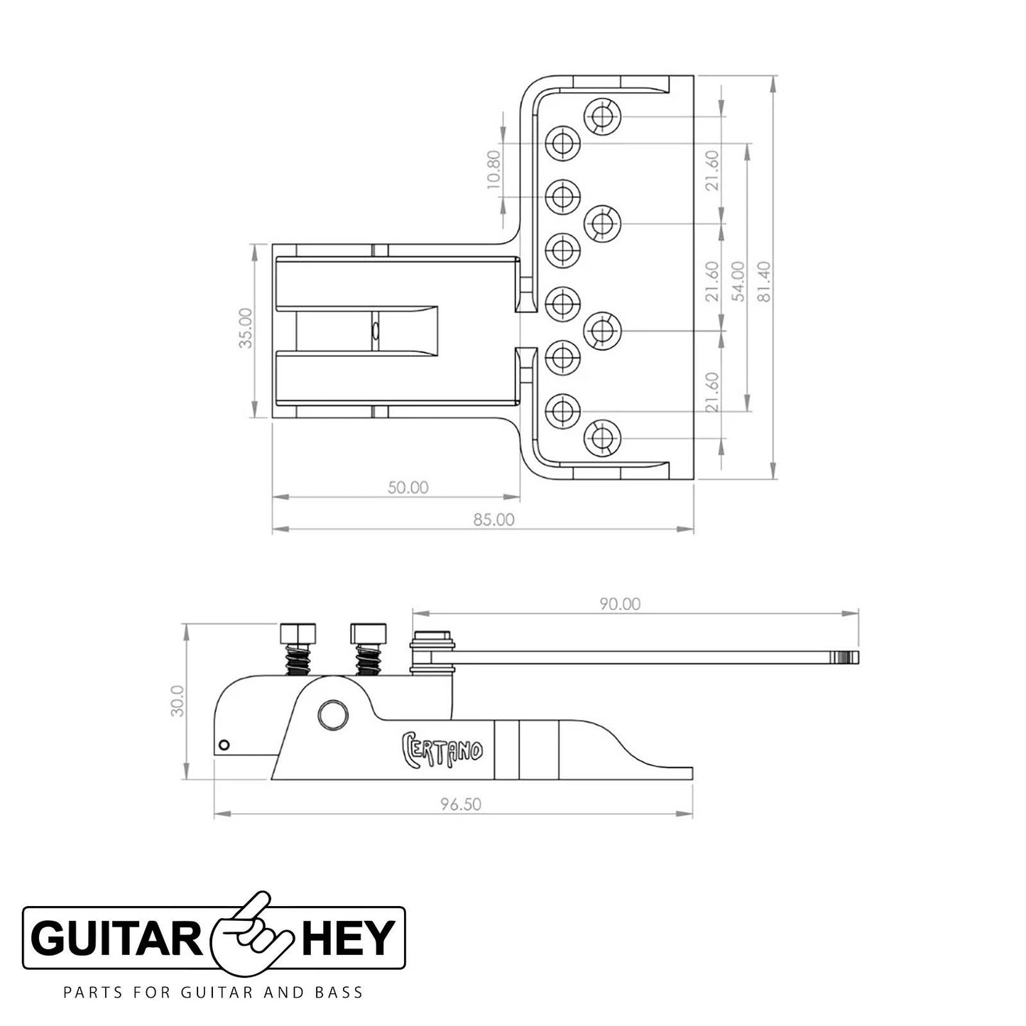 NEW Certano T-Bender Coupe Universel B&G Bender Half Tele Bridge - NICKEL