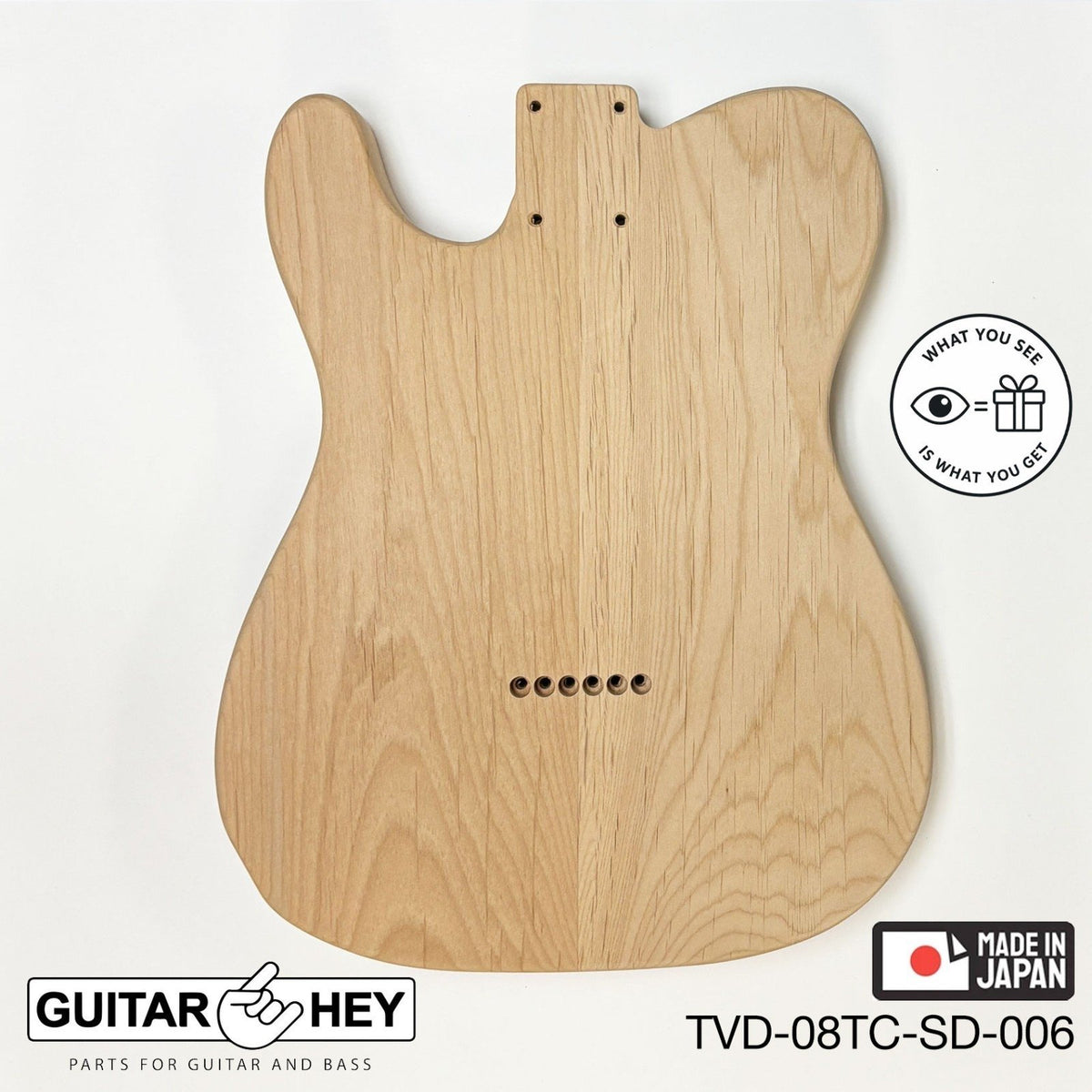 NEW Hosco JAPAN Unfinished Telecaster 62's Style Body, 2-piece - SANDED #006