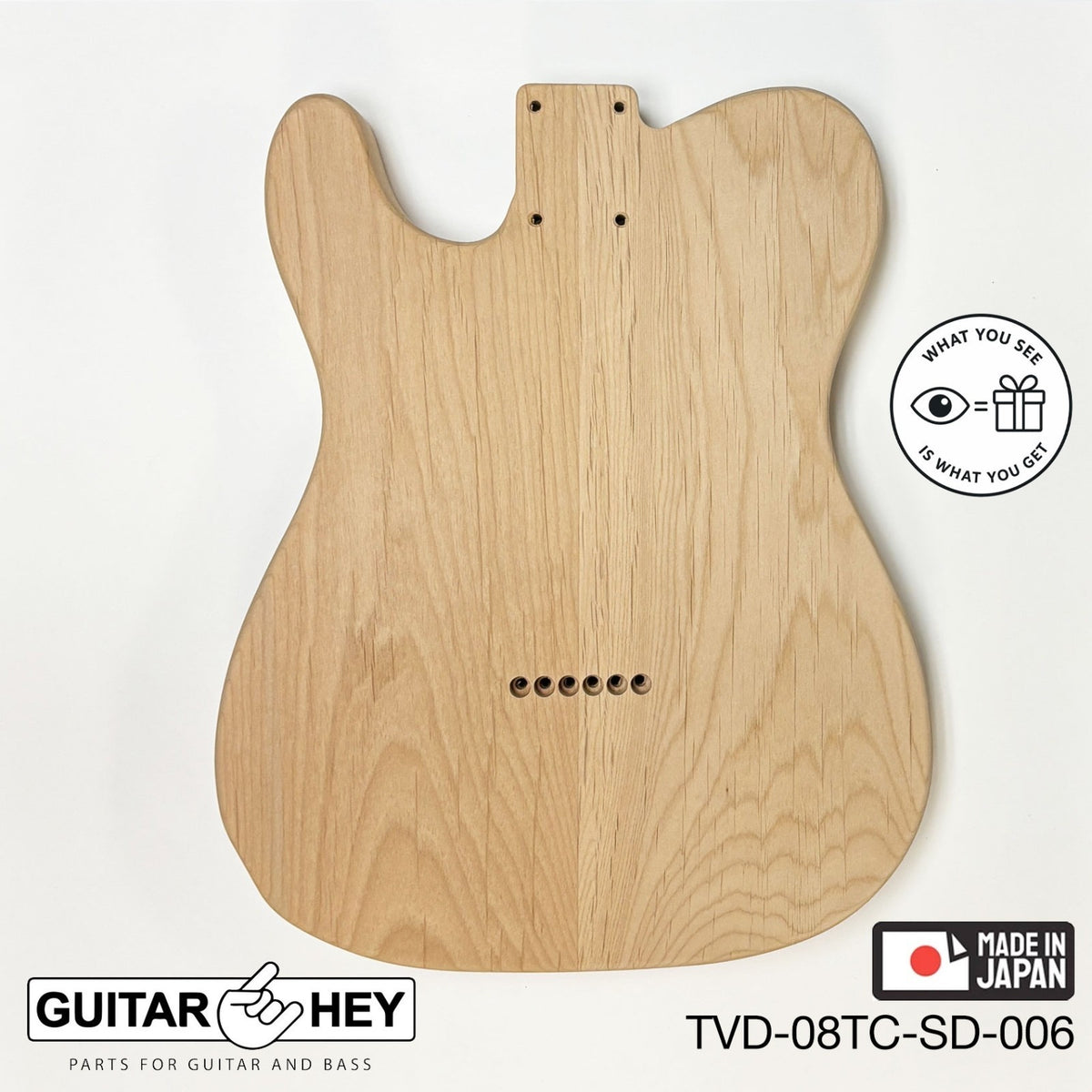 NEW Hosco JAPAN Unfinished Telecaster 62's Style Body, 2-piece - SANDED #006