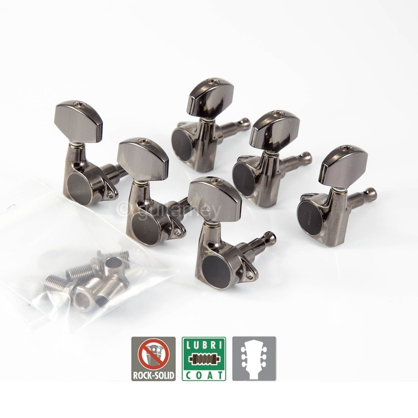 Gotoh SG301-01 Machine Head Set L3+R3 w/ screws - 3X3 Tuners Pegs - COSMO BLACK