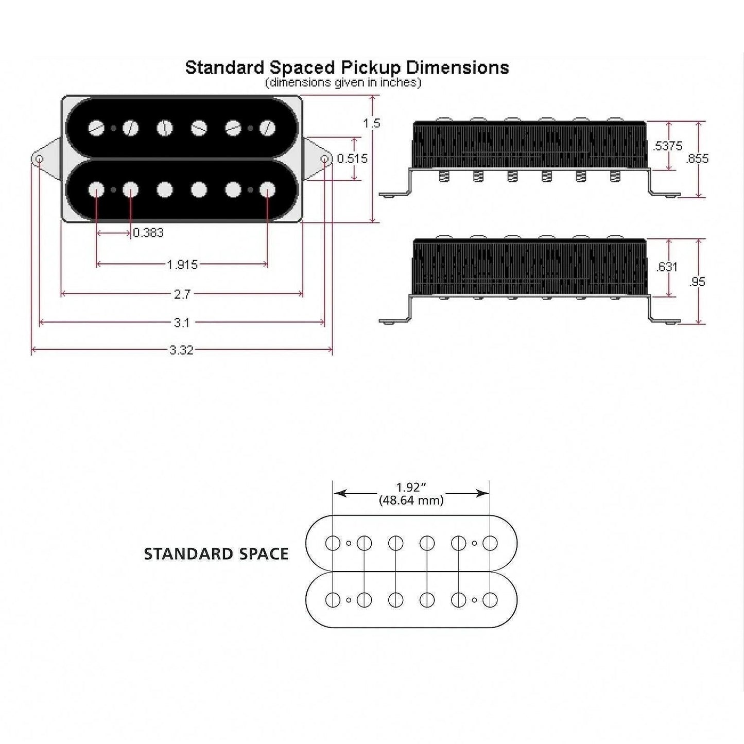 NEW DiMarzio DP281 Rainmaker Neck Guitar Humbucker Standard Spaced - BLACK
