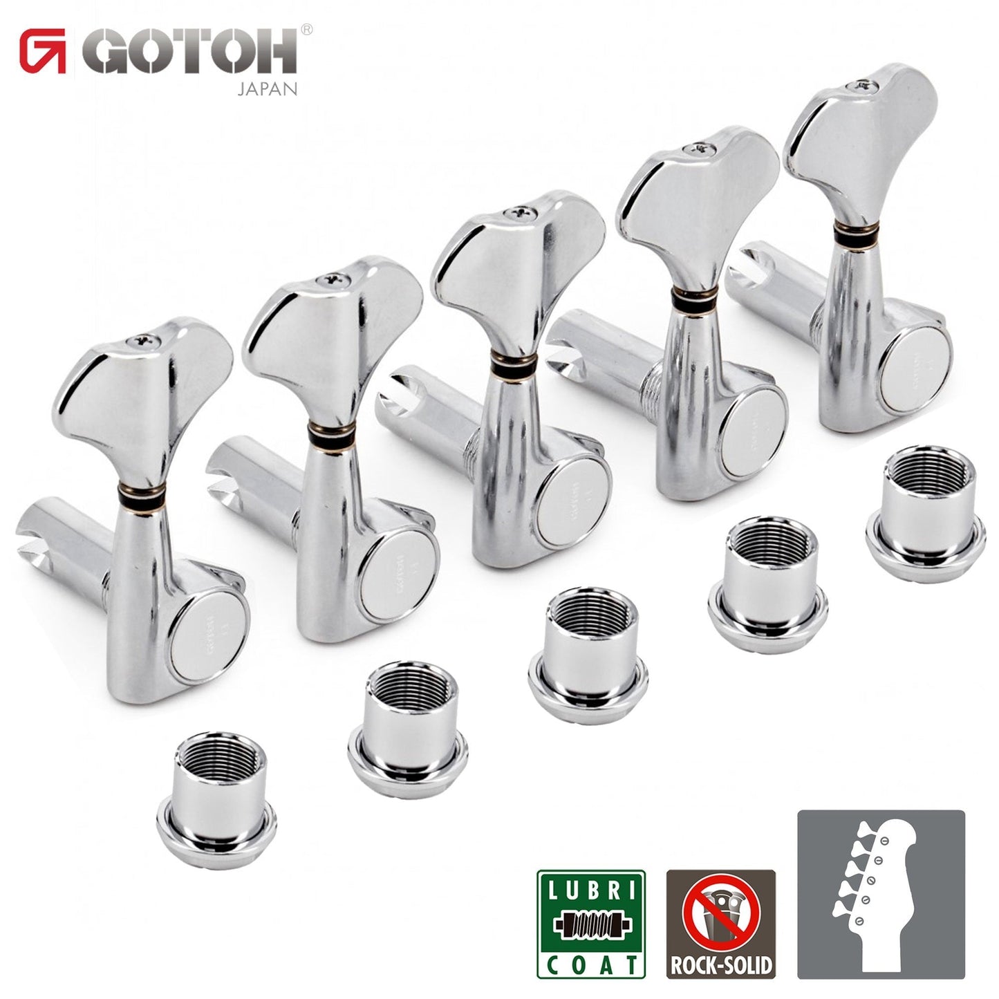 NEW Gotoh GB707 5-Strings Bass Set L5 BASS SIDE - 5 in line w/ Screws - CHROME