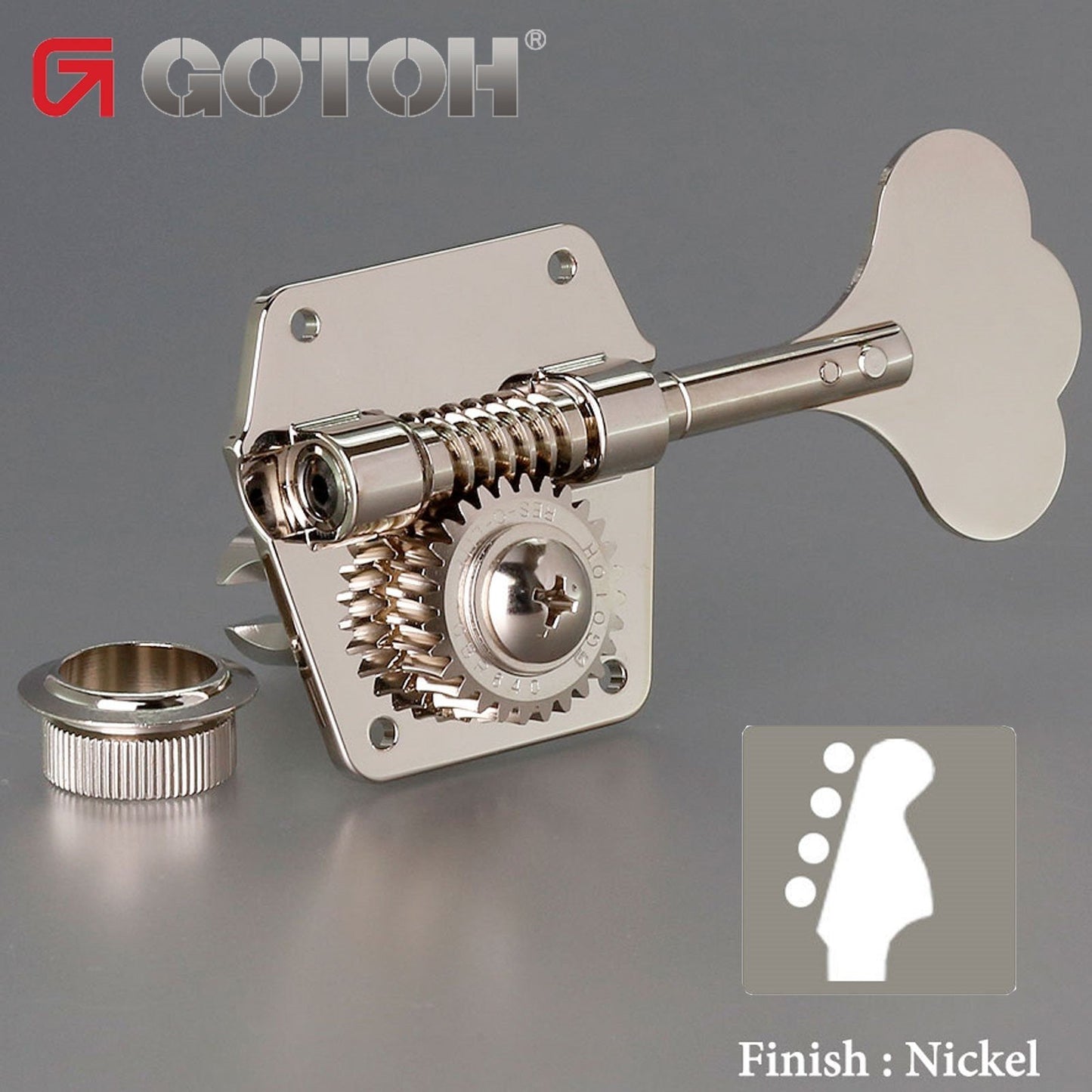 Gotoh GBR640 Res-O-Lite Reverse Wind Bass Tuners 4 In-Line Right Handed - NICKEL