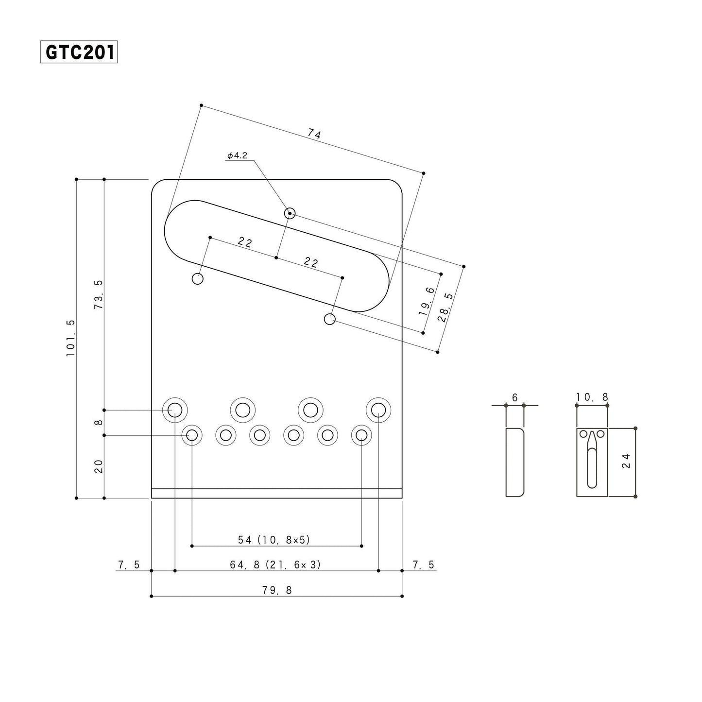 NEW Gotoh GTC201 Telecaster Vintage Style Bridge Brass Saddles LEFT HAND, CHROME