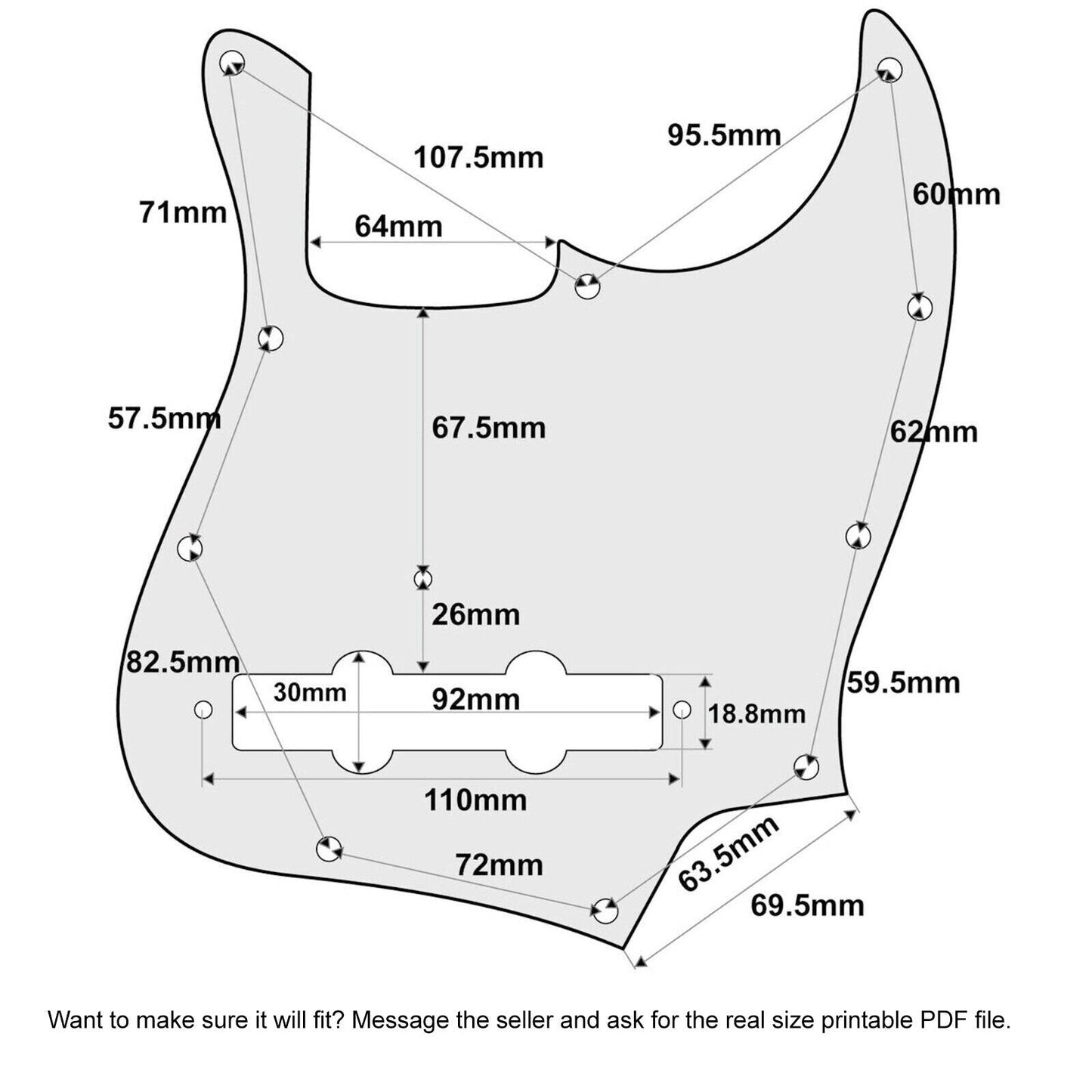 4-Ply 11 Hole Pickguard For Fender Japan 4 String Jazz Bass - YELLOWISH PEARLOID