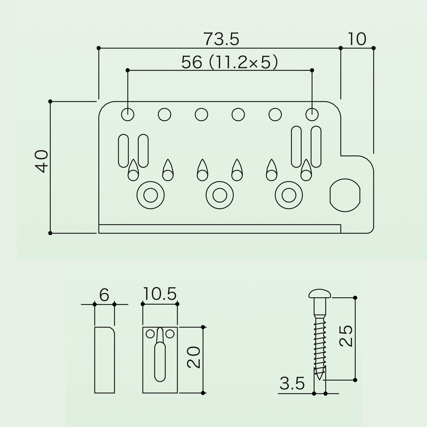 Gotoh NS510TS-FE2 Non-locking Tremolo Bridge Steel Block NARROW Spacing - BLACK