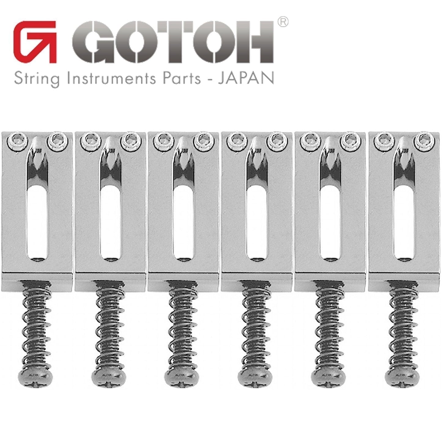 Gotoh S12C Set of 6 Brass Tremolo/Bridge Replacement Saddles 10.8mm Width CHROME