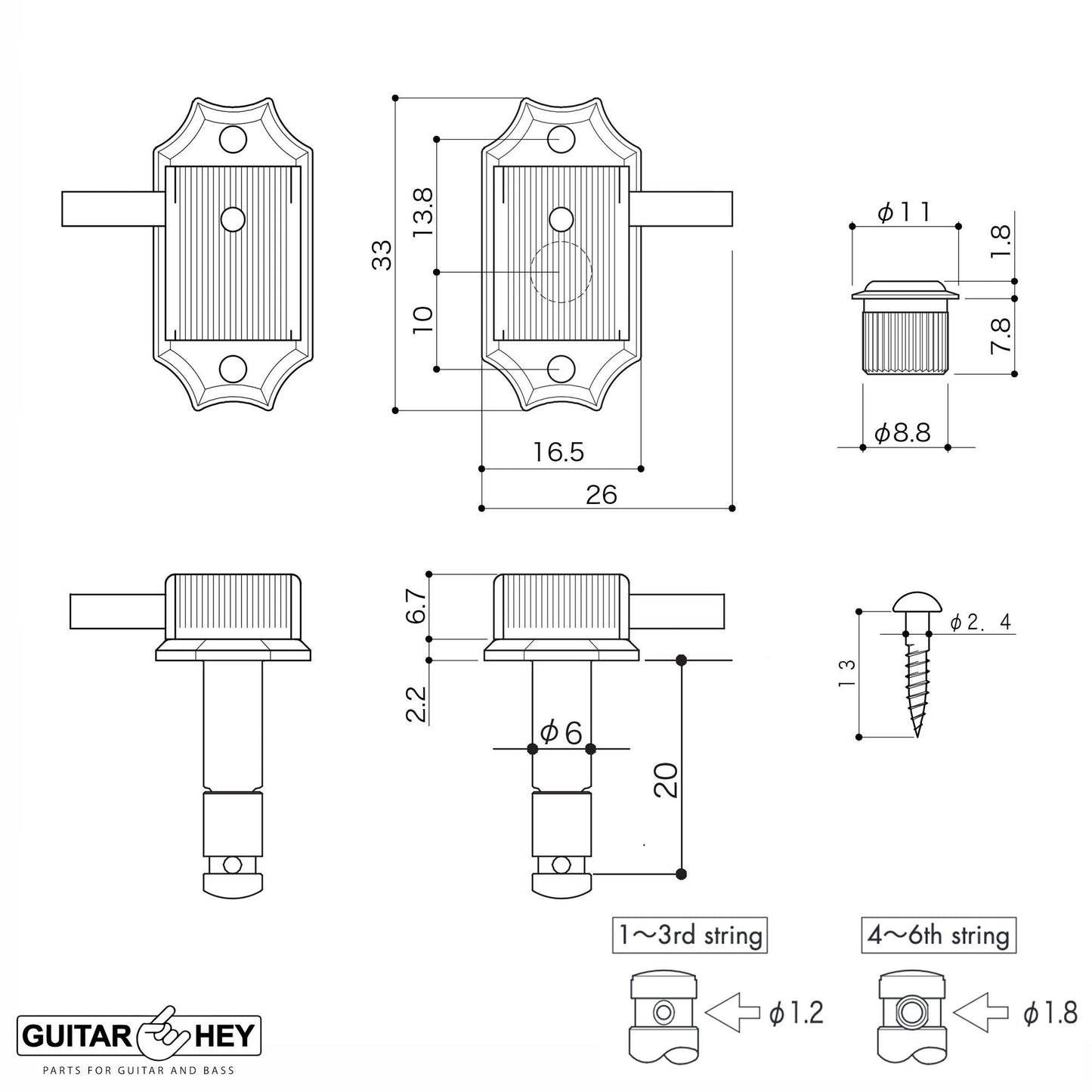 NEW Gotoh SD90-SL MG MAGNUM LOCKING Tuners L3+R3 Set KEYSTONE 3x3 - GOLD