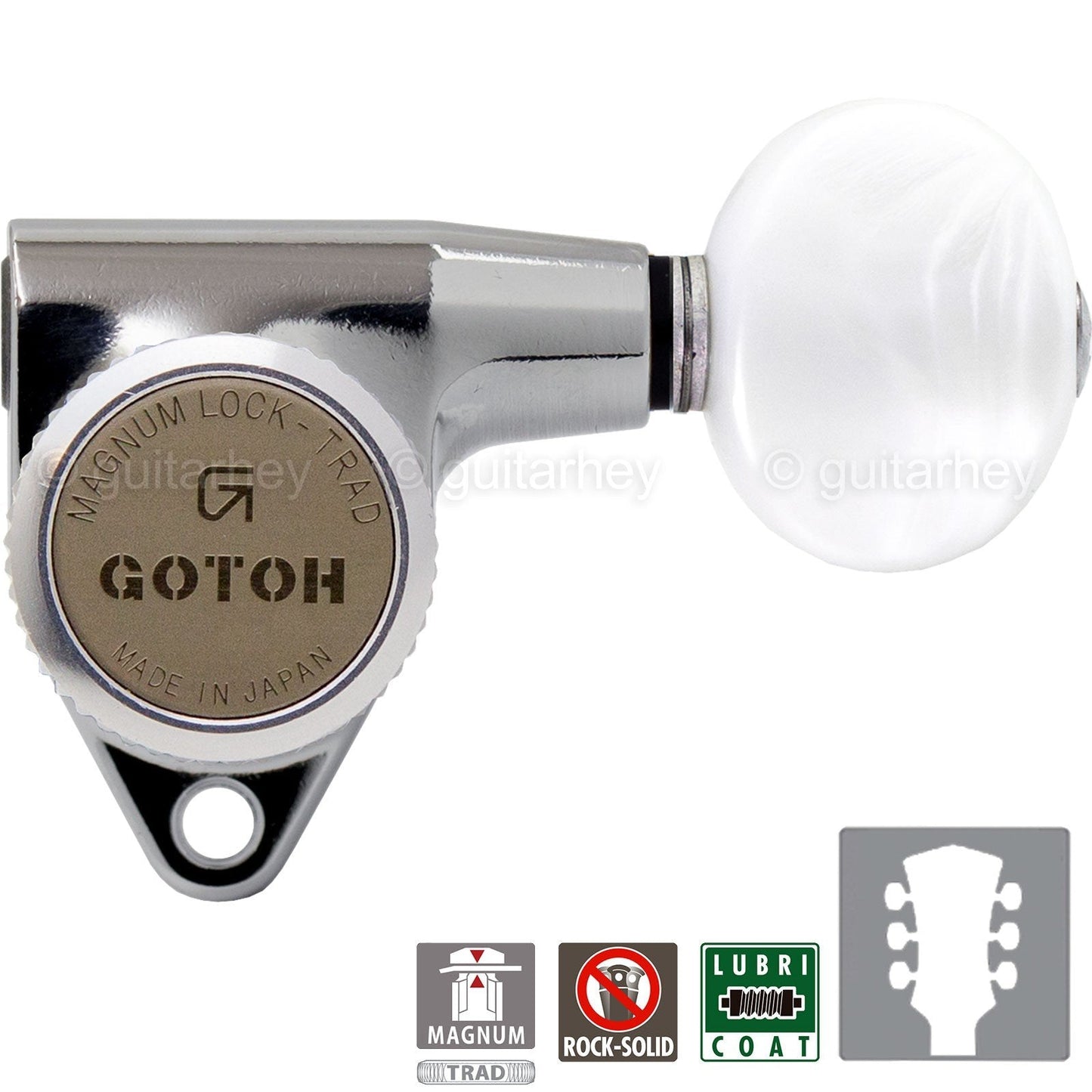 NEW Gotoh SG301-05P1 MGT Magnum Locking TRAD Tuning Keys Pearloid 3x3 - CHROME