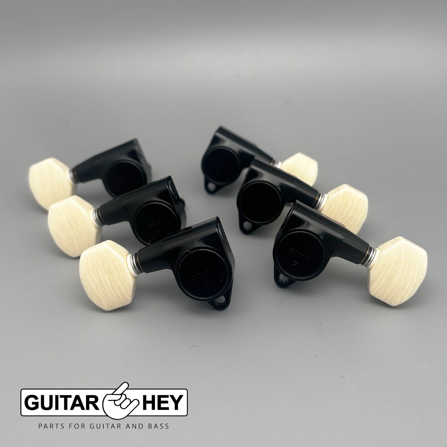 NEW Gotoh SG301-M07 Tuning Keys L3+R3 w/ Small IVORY Buttons Set 3x3 - BLACK