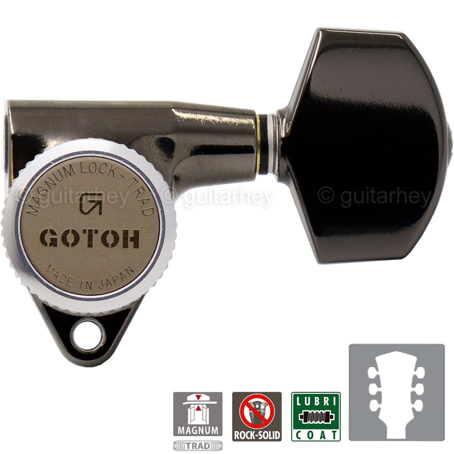 NEW Gotoh SG301-01 MGT Magnum Locking TRAD Tuning Set w/ Screws 3x3 COSM0 BLACK