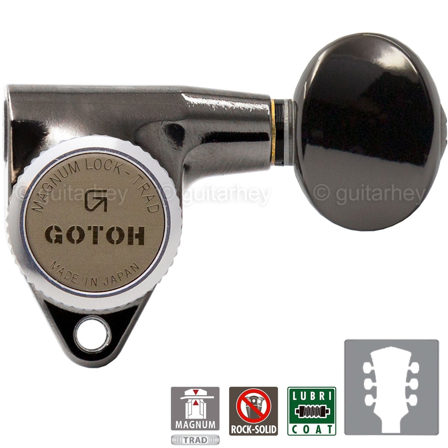 NEW Gotoh SG301-05 MGT Magnum Locking TRAD Keys OVAL Buttons 3x3 - COSMO BLACK