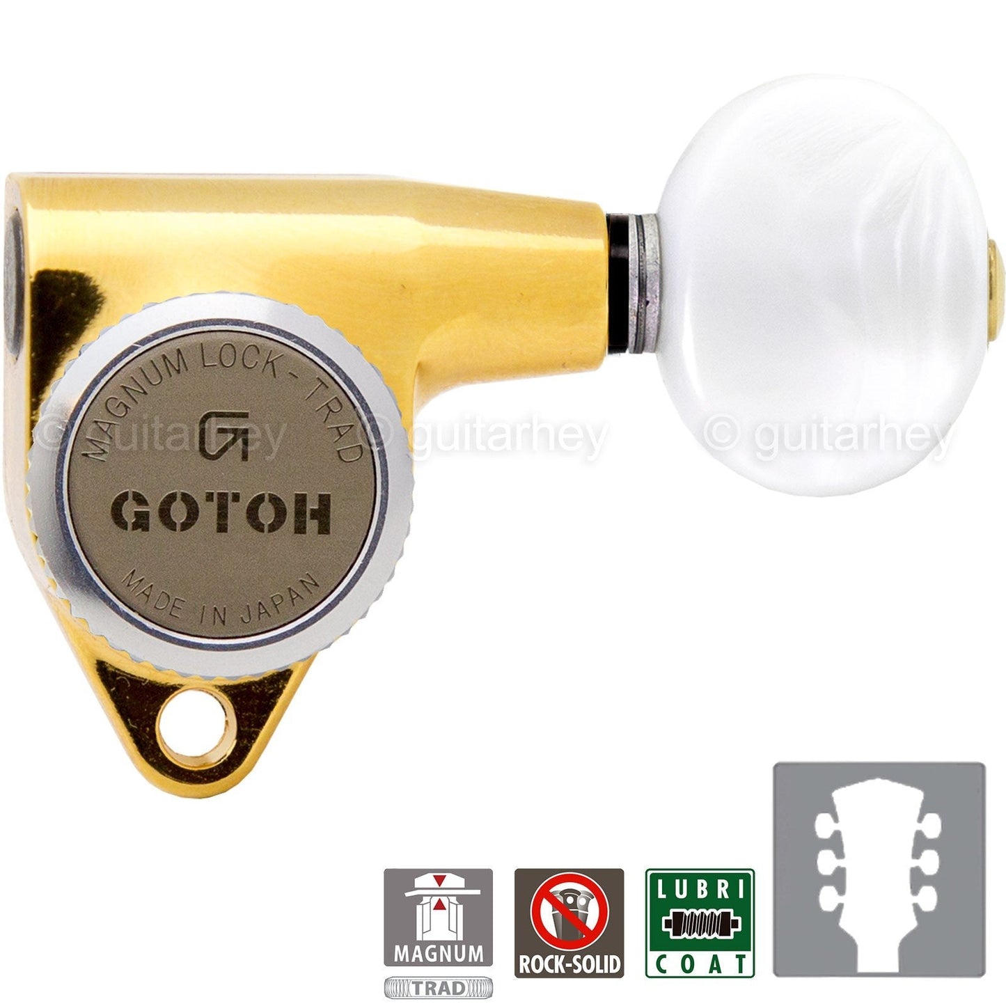 NEW Gotoh SG301-05P1 MGT Locking Tuning w/ OVAL Pearloid Buttons Set 3x3 - GOLD