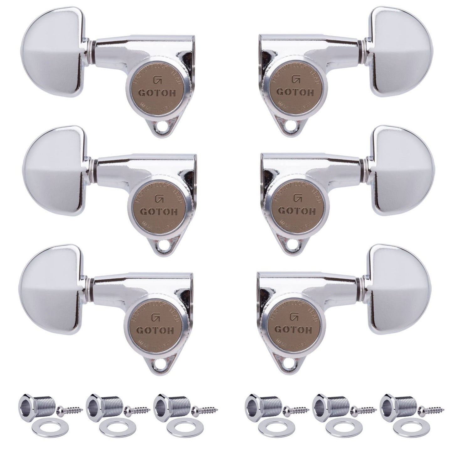 NEW Gotoh SG301-20 MGT Magnum Locking Trad Tuners w/ Dome Buttons 3x3 - CHROME