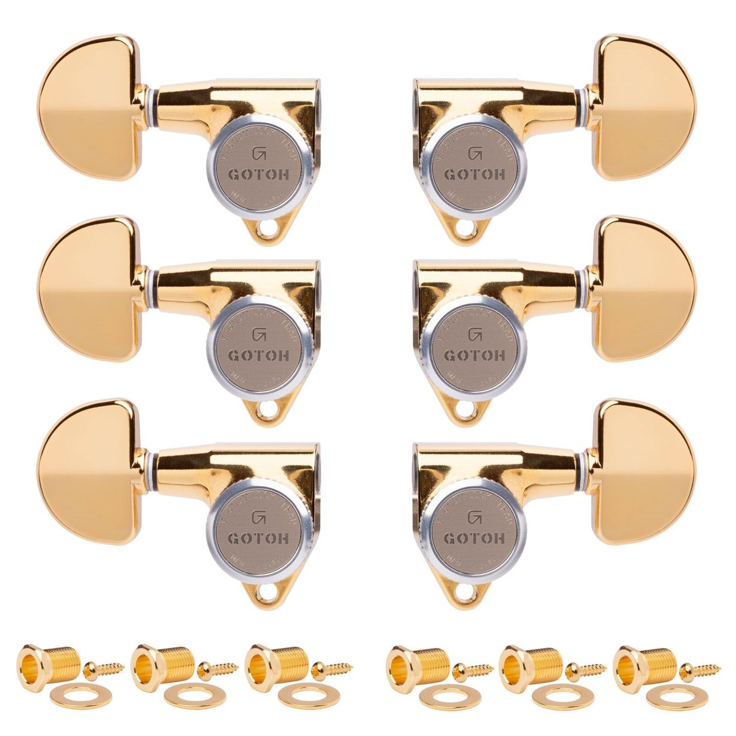 NEW Gotoh SG301-20 MGT Magnum Locking Trad DOME L3+R3 Tuning Keys 3x3 - GOLD
