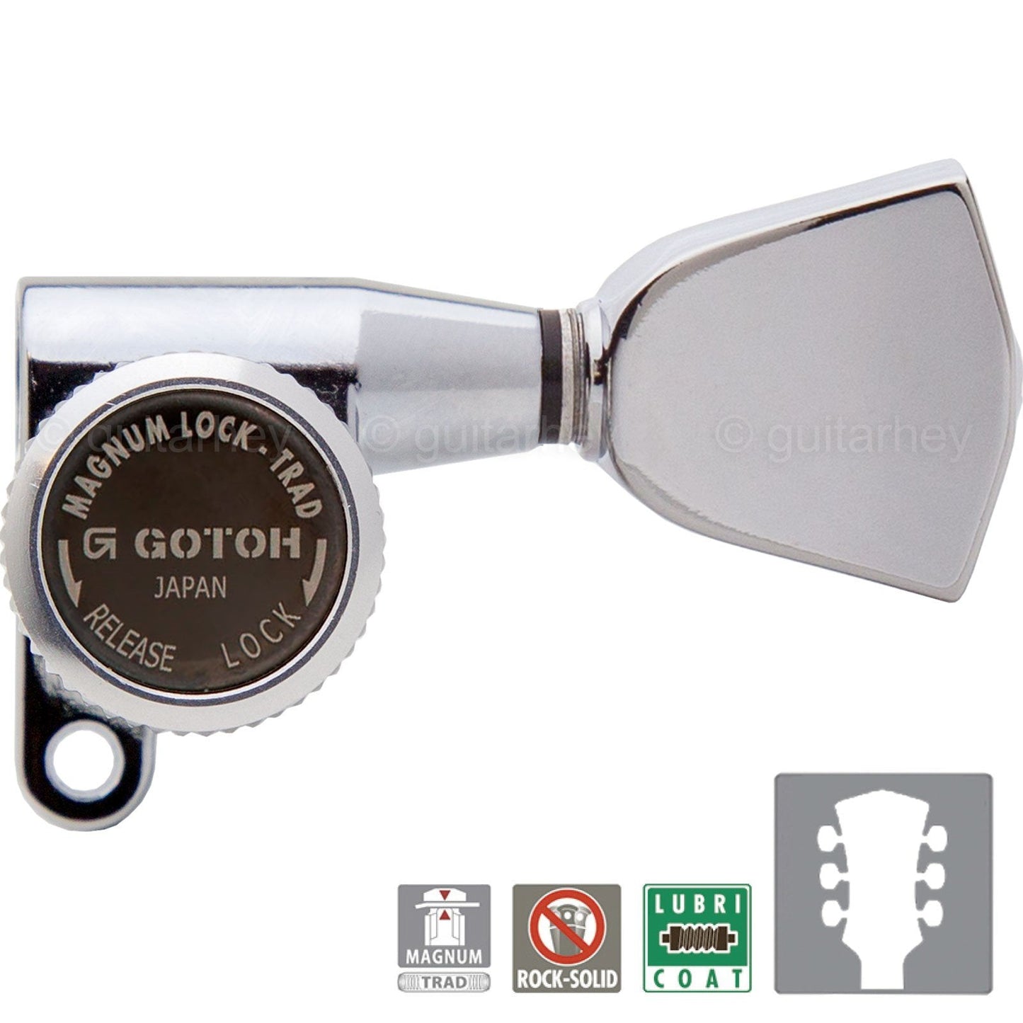 NEW Gotoh SG360-04 MGT Locking Tuners L3+R3 Keys KEYSTONE Buttons 3x3 - CHROME