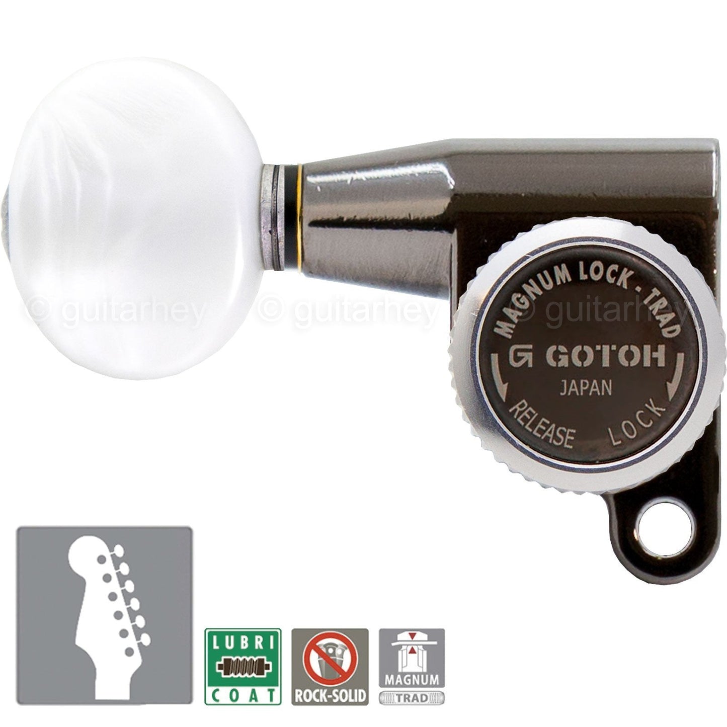 NEW Gotoh SG360-05P1 MGT 6 In-Line Locking OVAL Pearl LEFT-HANDED - COSMO BLACK