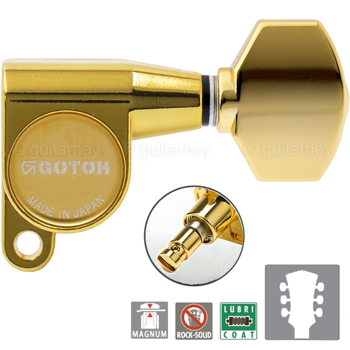 NEW Gotoh SG360-07 MG L3+R3 Locking Tuning Keys Schaller Mini M6 Style 3x3 GOLD