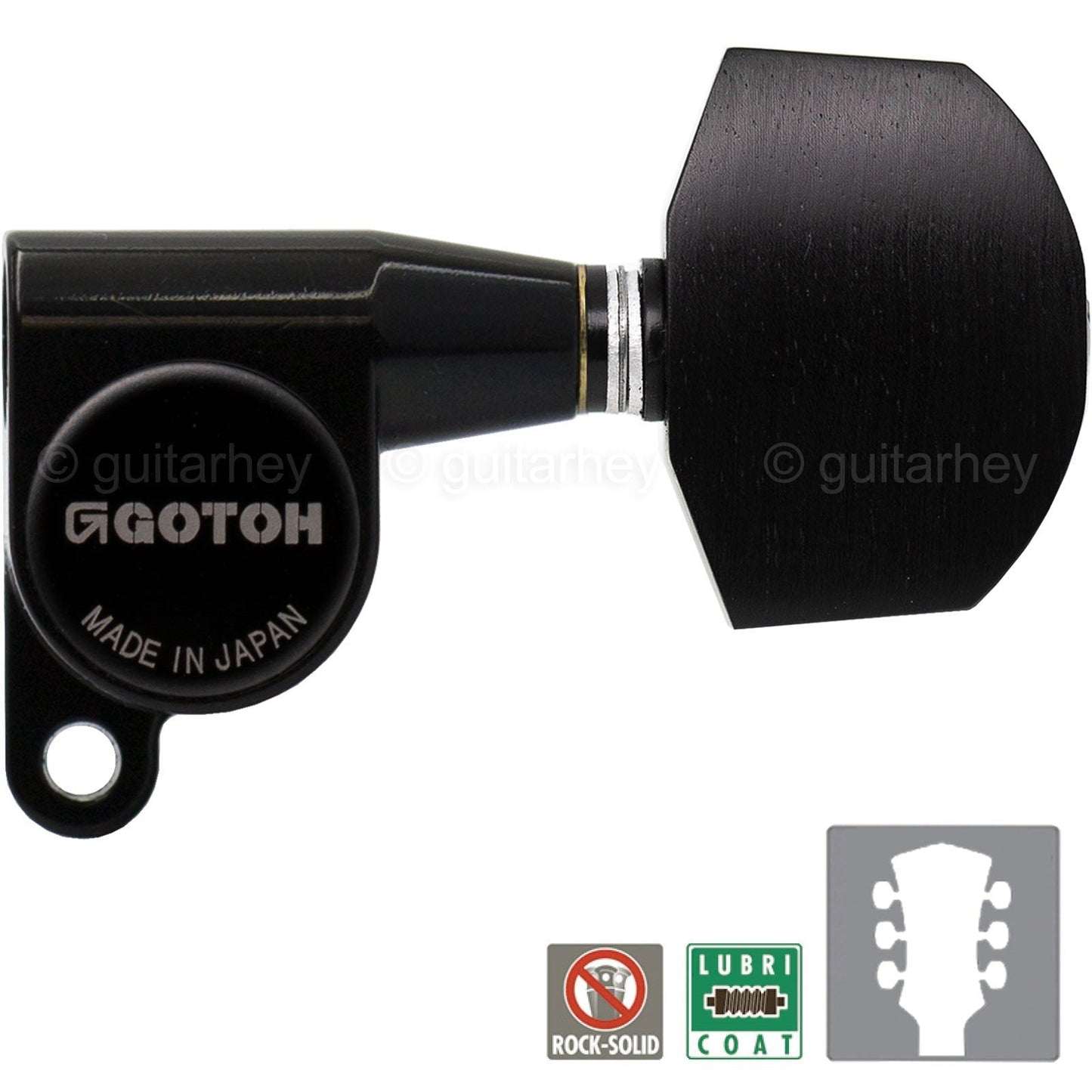 NEW Gotoh SG360-EN01 L3+R3 Mini Tuning Keys w/ Large EBONY Buttons 3x3 - BLACK