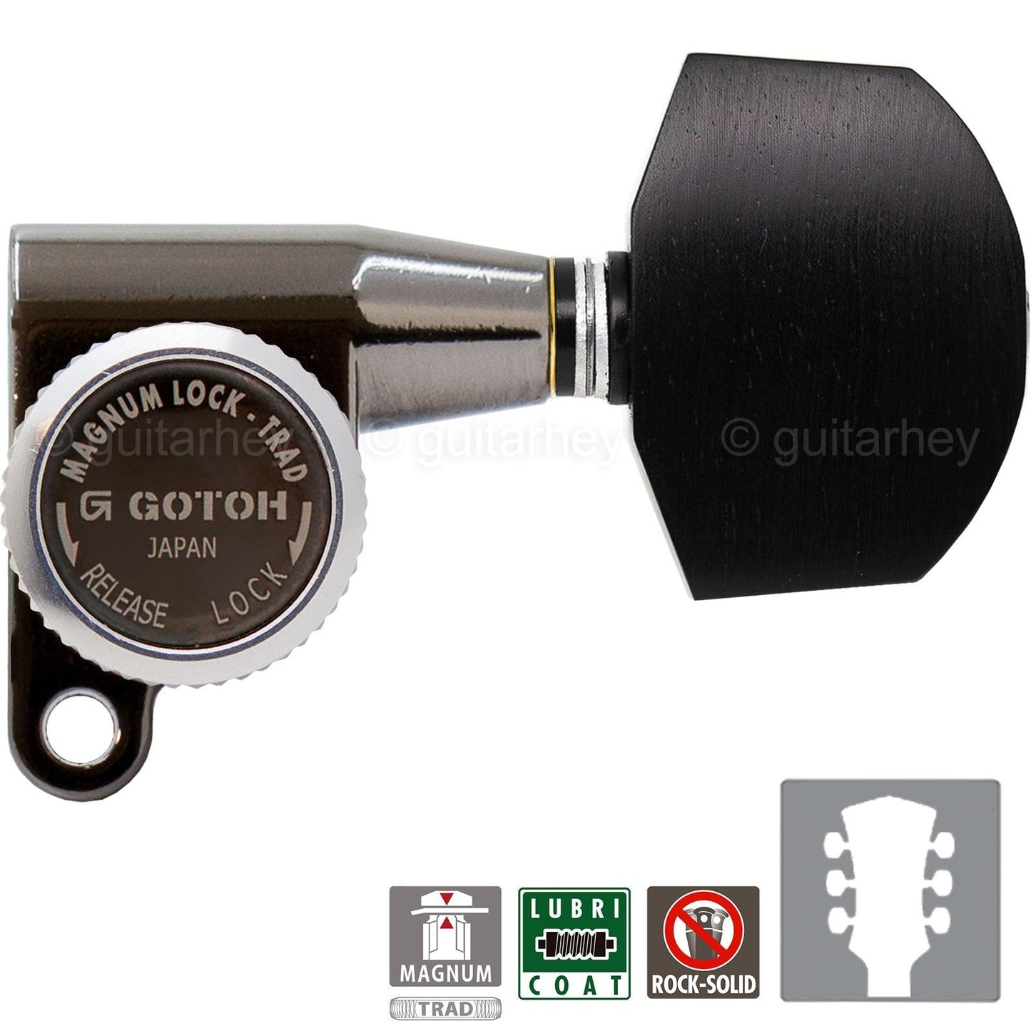 NEW Gotoh SG360-EN01 MGT Locking L3+R3 Keys Large EBONY Buttons 3x3, COSMO BLACK