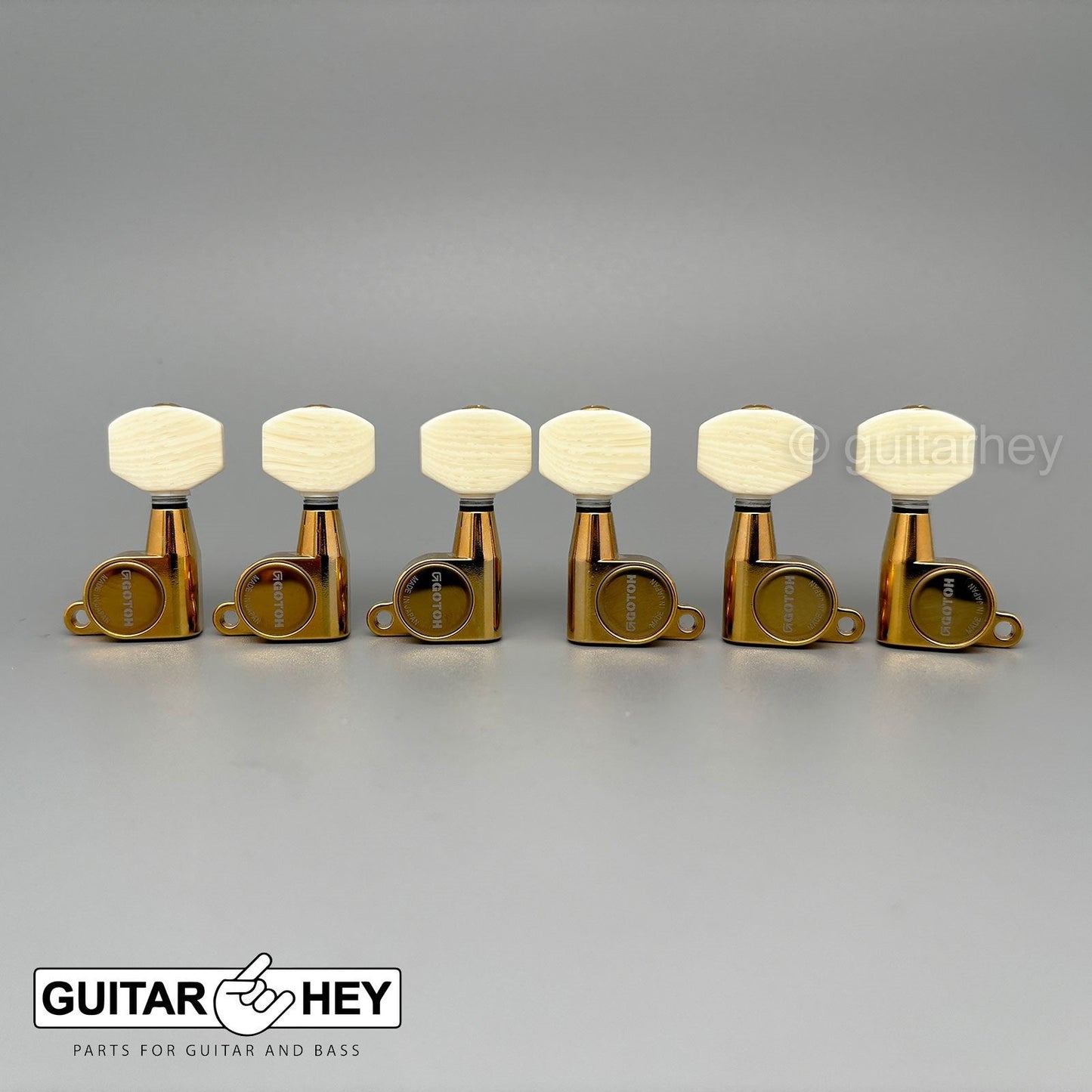 NEW Gotoh SG360-M07 MG L3+R3 Locking Tuning Keys w/ IVORY Buttons 3x3 - GOLD