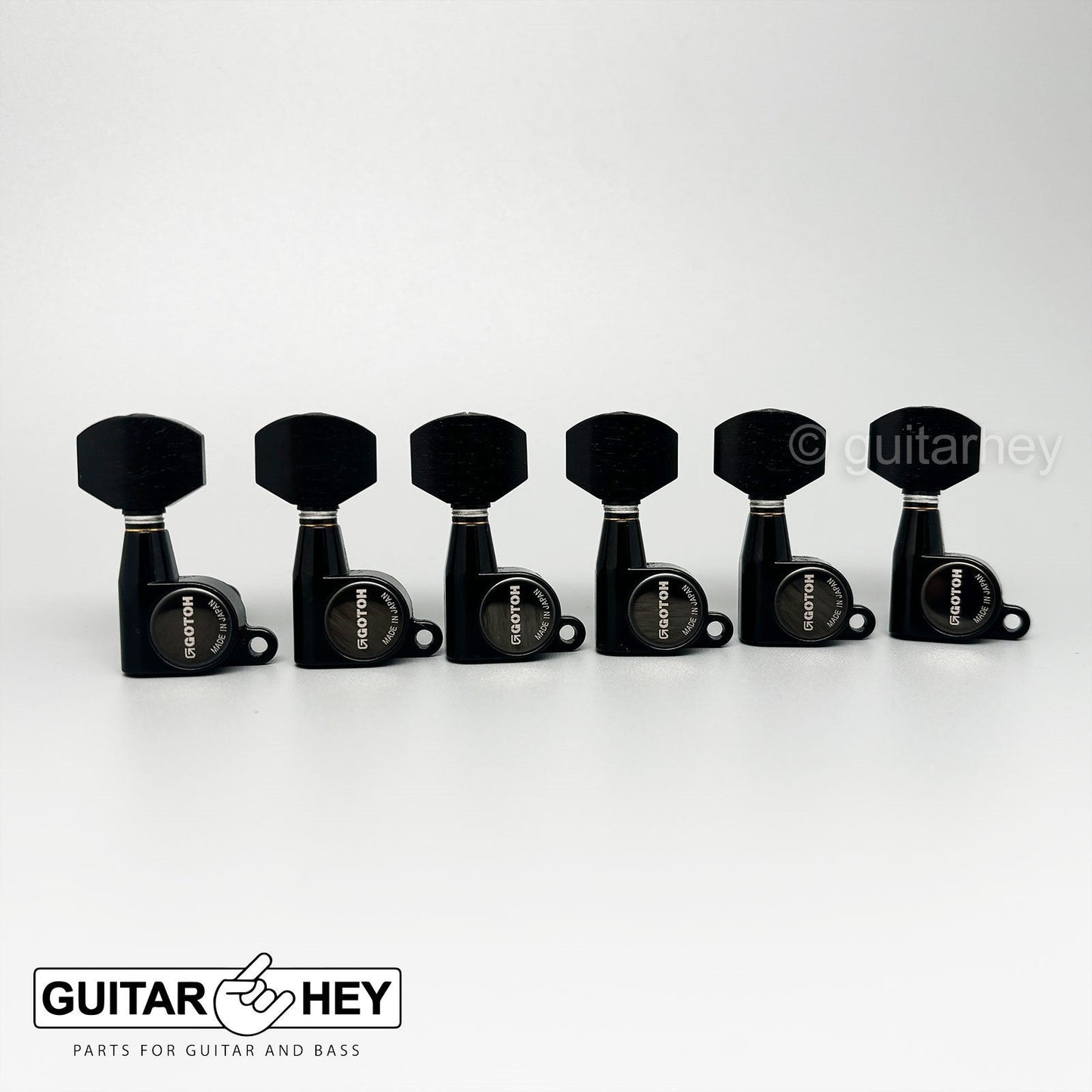 NEW Gotoh SG360-EN07 Tuning Keys 6 In-Line Tuners w/ Small EBONY Buttons - BLACK