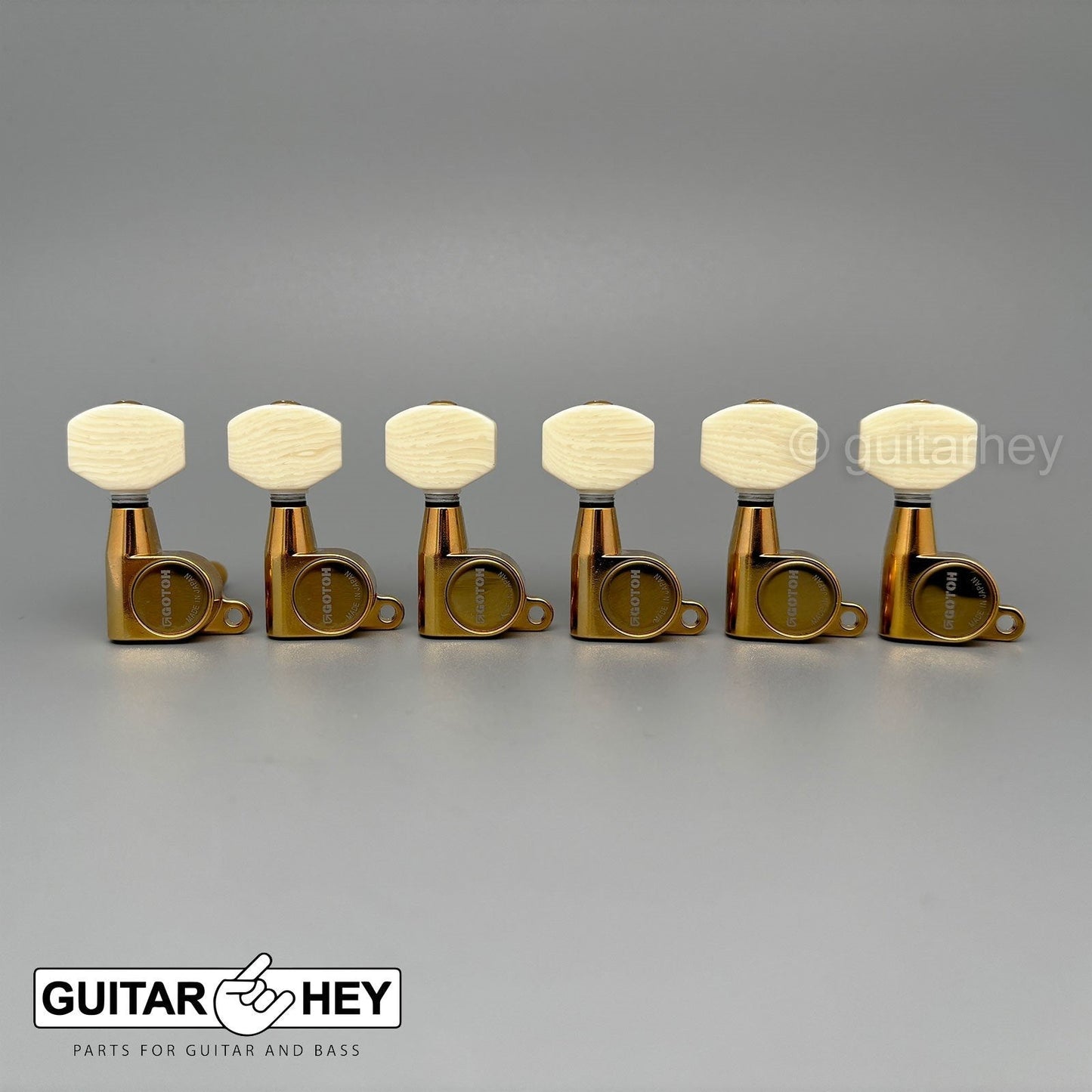 NEW Gotoh SG360-M07 Set 6 In-Line Tuning MINI Tuners w/ IVORY Buttons - GOLD