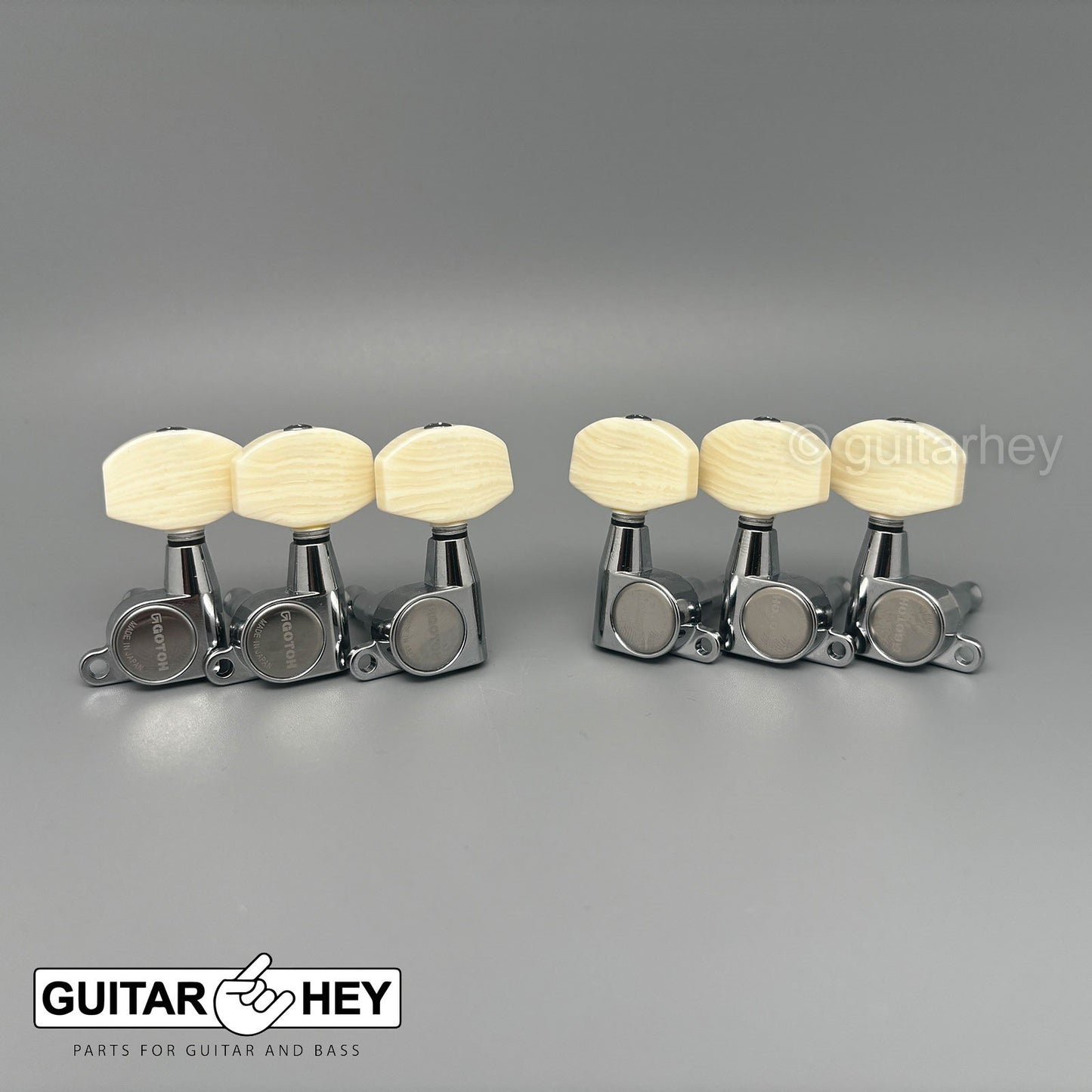 NEW Gotoh SG360-M01 L3+R3 Tuning Keys Set w/ LARGE IVORY Buttons 3x3 - CHROME