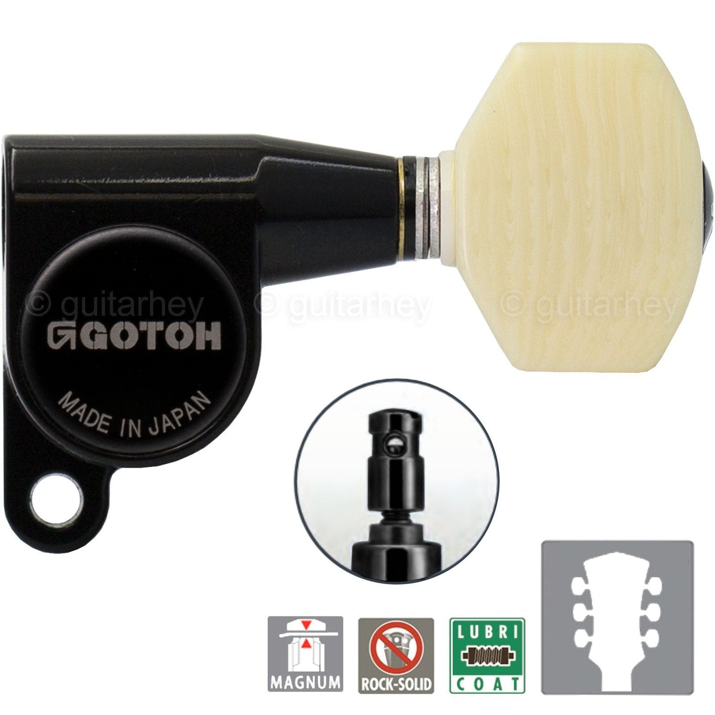 NEW Gotoh SG360-M07 MG Magnum Locking L3+R3 IVORY Style Buttons Set 3x3 - BLACK