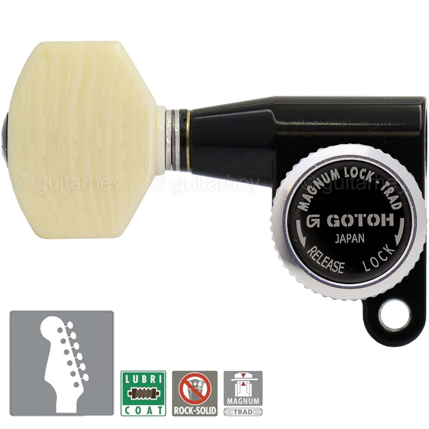 NEW Gotoh SG360-M07 MGT Magnum Locking LEFT-HANDED 6 In-Line Set Screws - BLACK