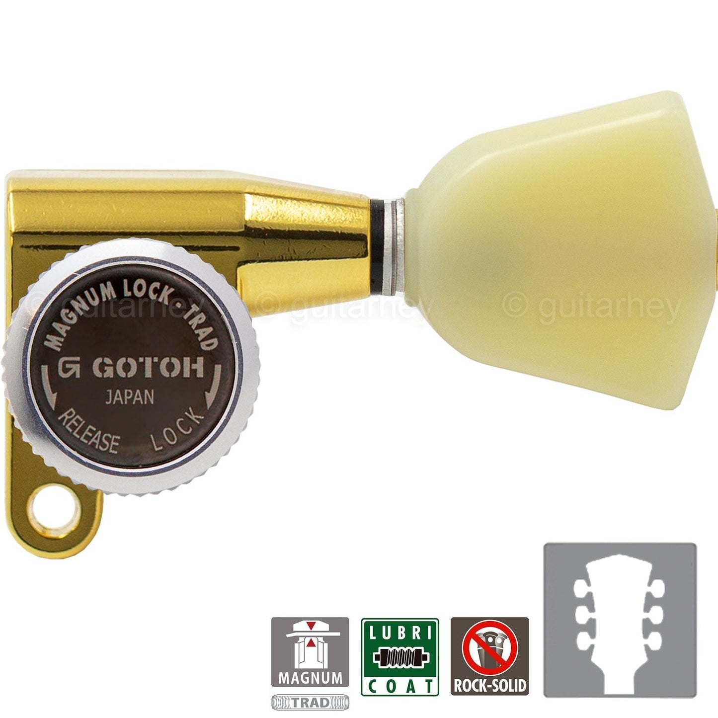 NEW Gotoh SG360-P4N MGT L3+R3 LOCKING Mini Tuners KEYSTONE Buttons 3x3 - GOLD