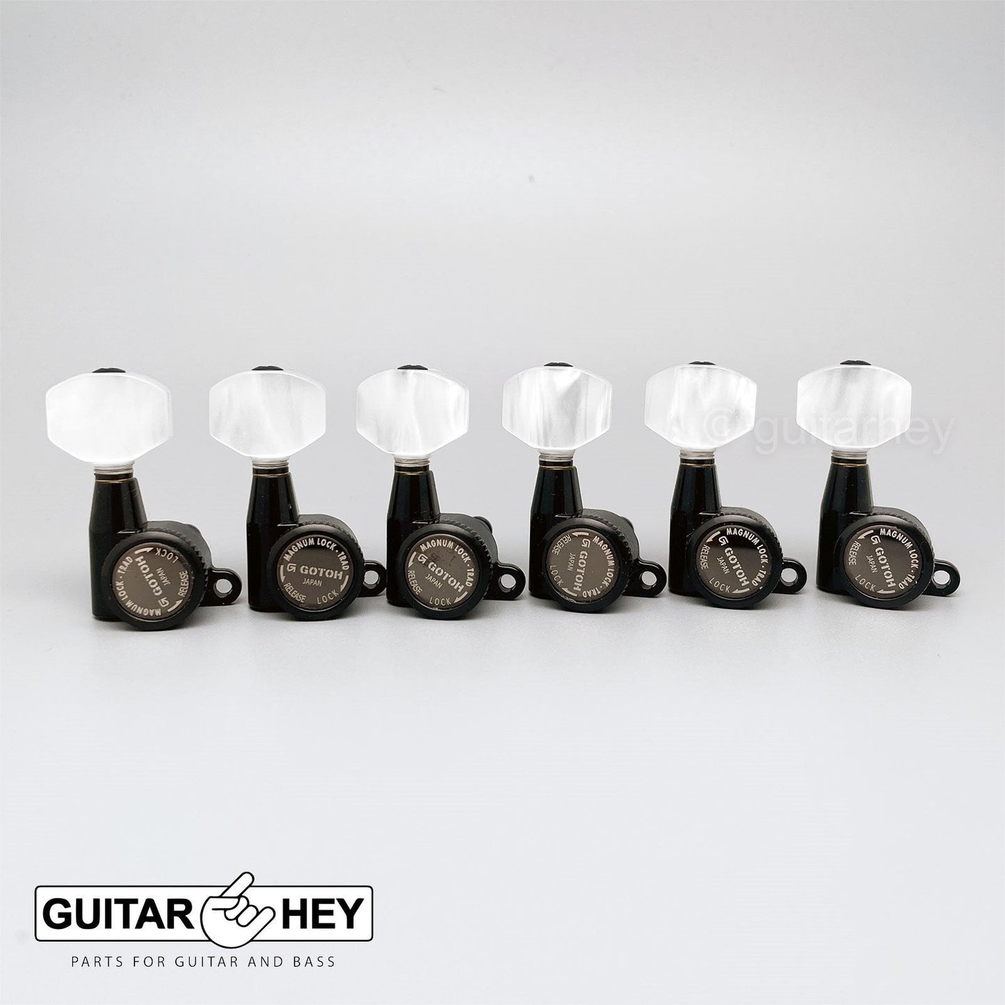 NEW Gotoh SG360-P7 MGTB Locking Tuners Set 6 in line w/ PEARL Buttons - BLACK