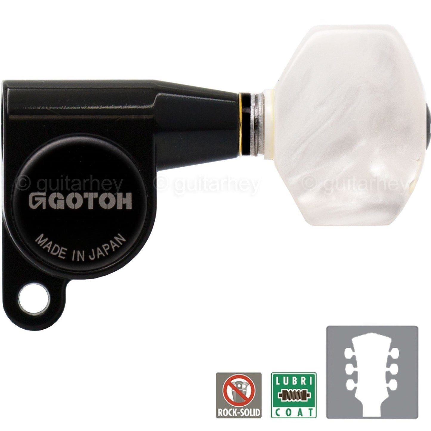 NEW Gotoh SG360-P7 L3+R3 w/ PEARLOID Schaller Style Mini Tuning Keys 3x3 - BLACK