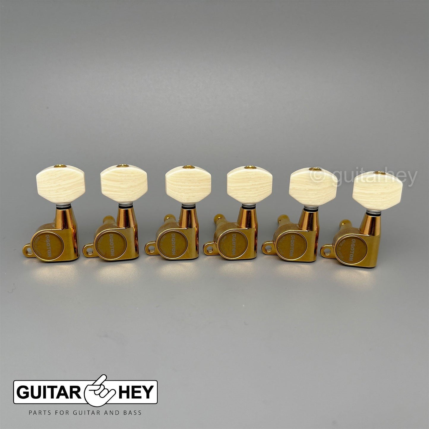 NEW Gotoh SG360-M07 LEFT-HANDED 6-In-Line Mini Tuning Keys IVORY Buttons - GOLD