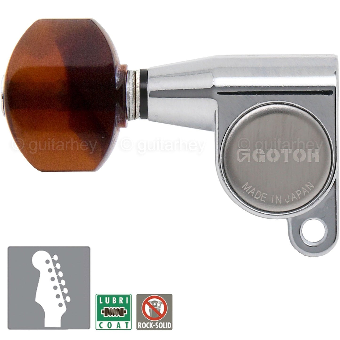 NEW Gotoh SG360 LEFT HANDED 6 In-Line SET Mini Keys w/ TORTOISE Buttons - CHROME