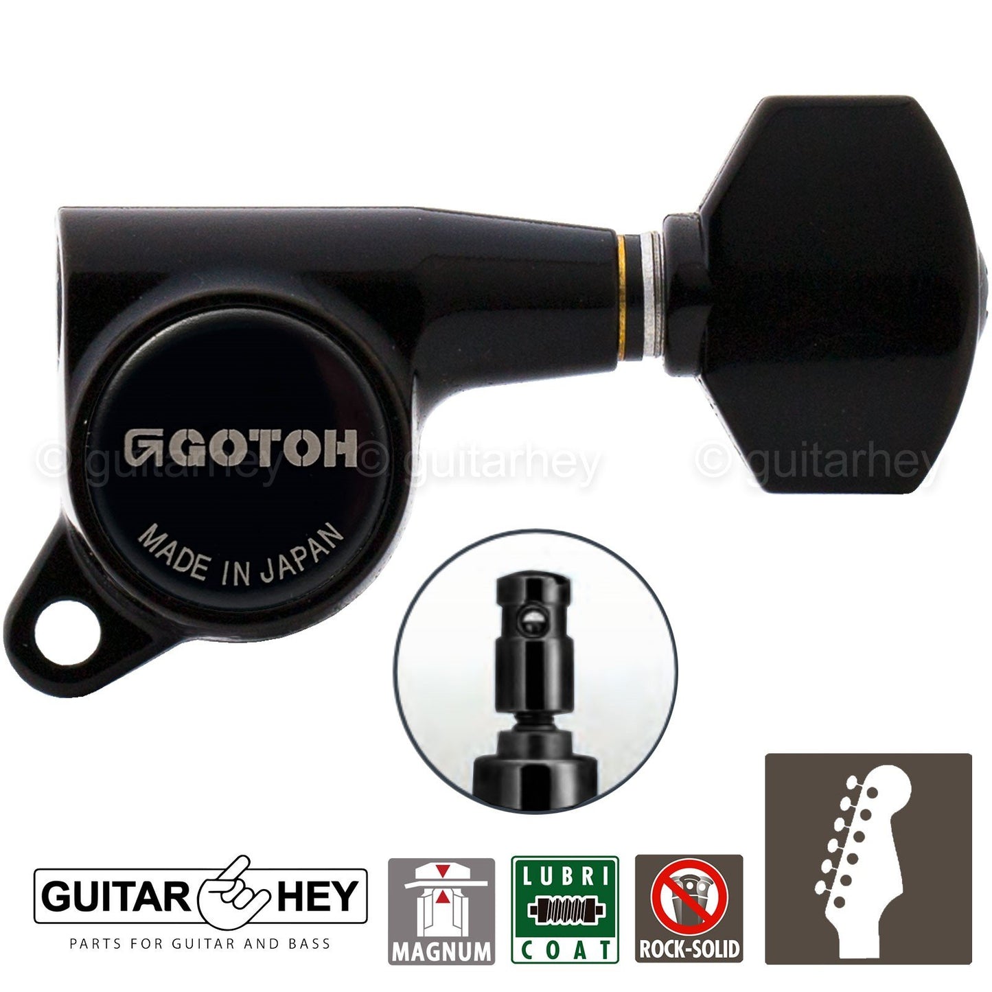 NEW Gotoh SG381-07 MG Magnum Locking 6 in line SET Right Handed - BLACK