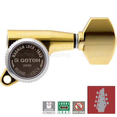 NEW Gotoh SG381-07 MGT Locking Tuners 7-String Small Keys L4+R3 Set 4x3 - GOLD
