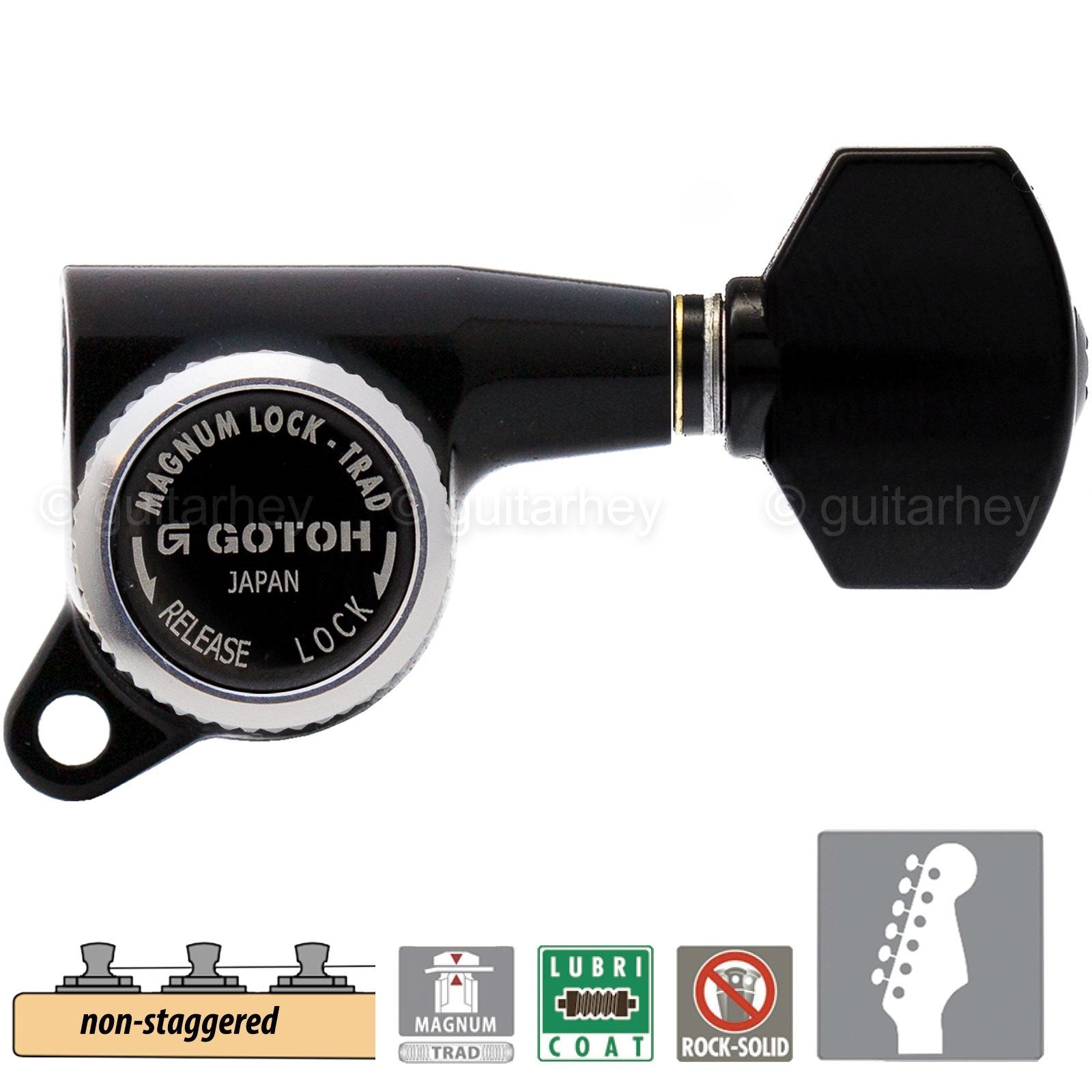 NEW Gotoh SG381-07 MGT 6 In-Line Set Locking Tuners NON-Staggered