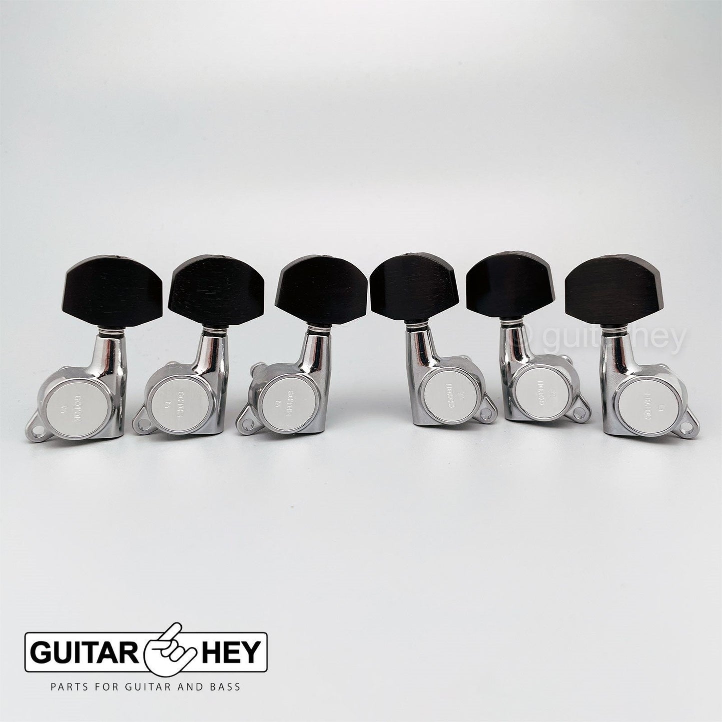 NEW Gotoh SG381-EN01 MG Locking Tuners L3+R3 w/ Large EBONY Buttons 3x3 - CHROME