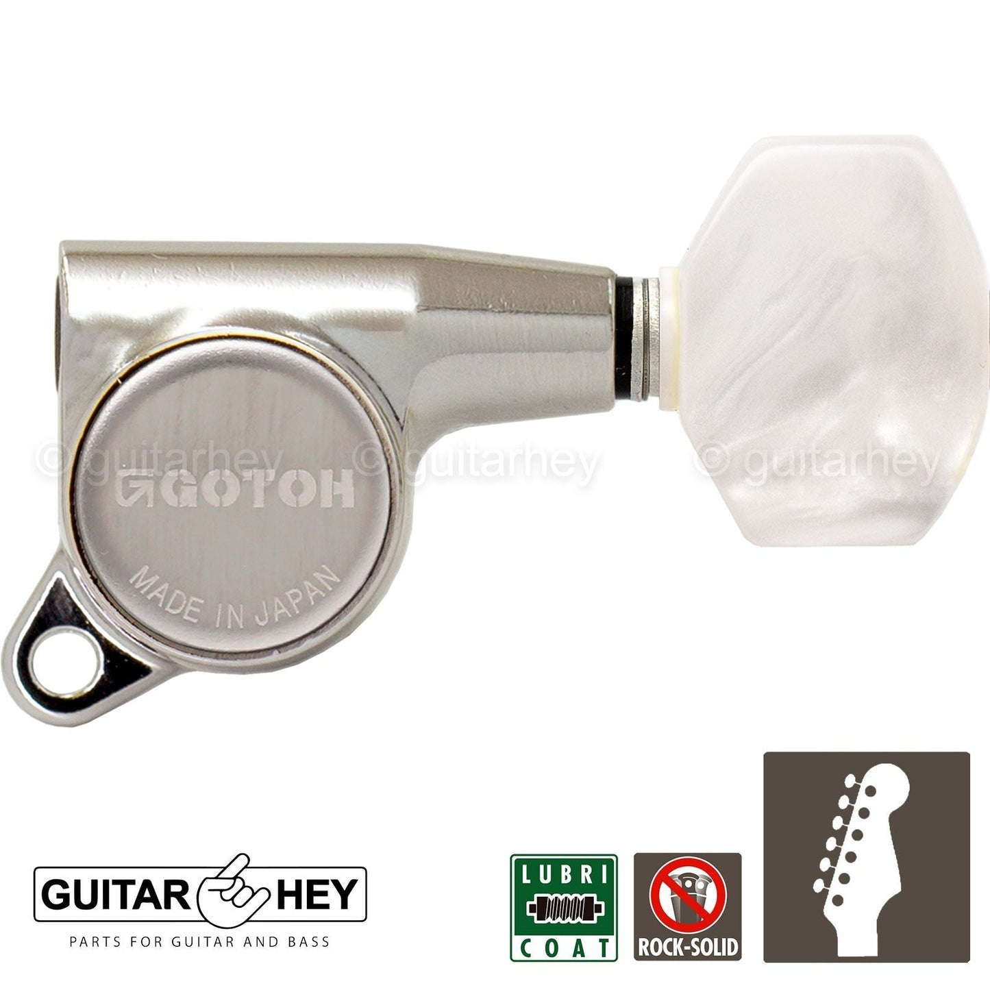 NEW Gotoh SG381-P7 Sealed 6 in Line Mini Guitar Tuners Set PEARL 16:1 - NICKEL