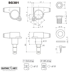 NEW Gotoh SG381-P4N MG Locking Tuners KEYSTONE Buttons Tuning Keys 3x3 - CHROME