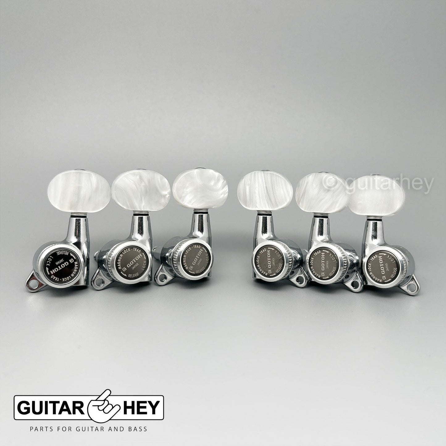 NEW Gotoh SG381-P1 MGT Locking Tuners L3+R3 LARGE PEARLOID Buttons 3x3 - CHROME