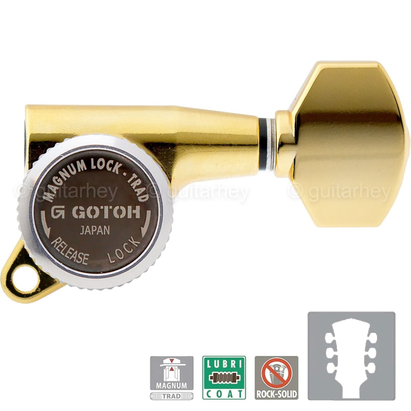 NEW Gotoh SG381-07 MGT Magnum Locking Traditional L3+R3 Tuners Keys 3x3 - GOLD