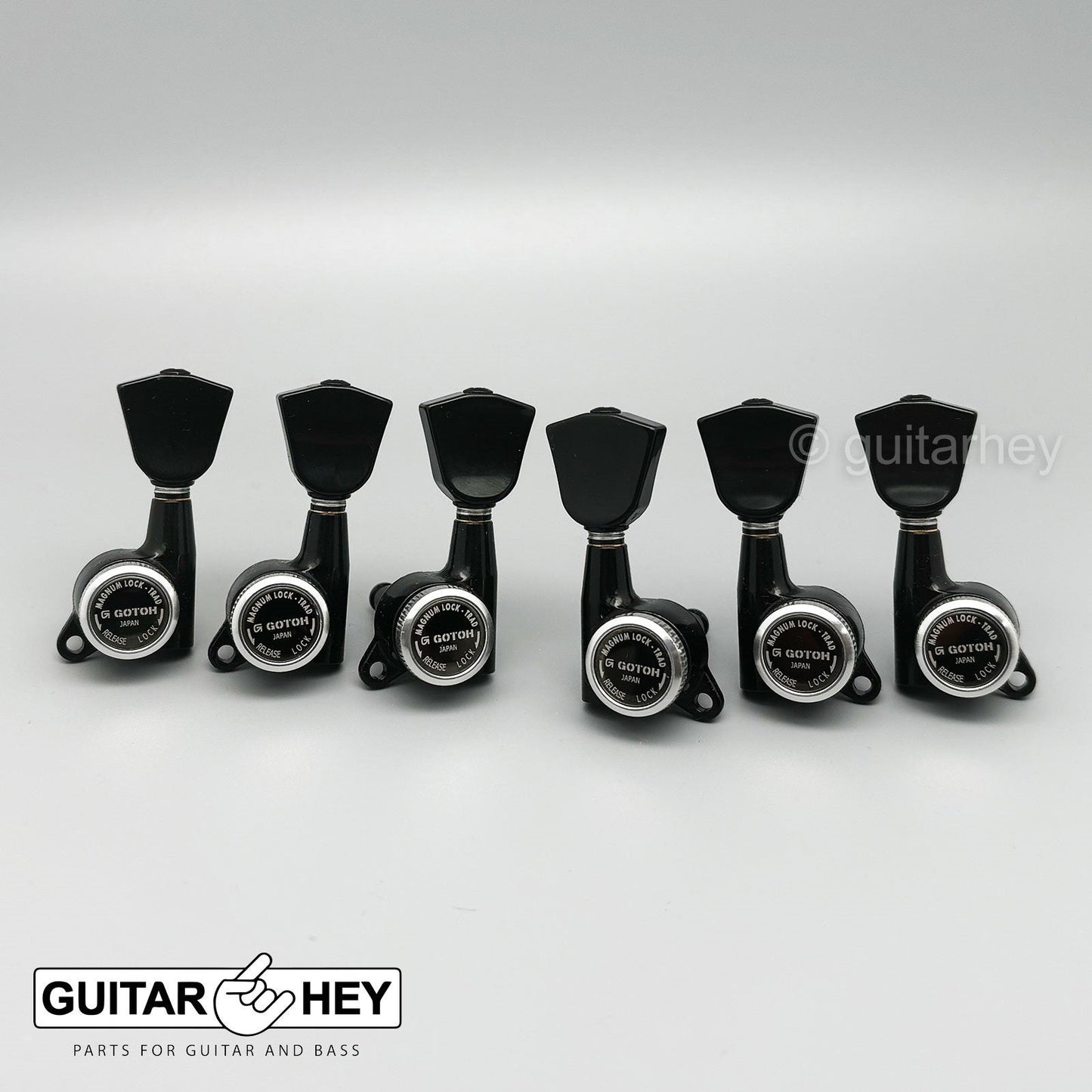 NEW Gotoh SG381-04 MGT Locking Tuning Keys w/ Keystone Buttons Set 3x3 - BLACK