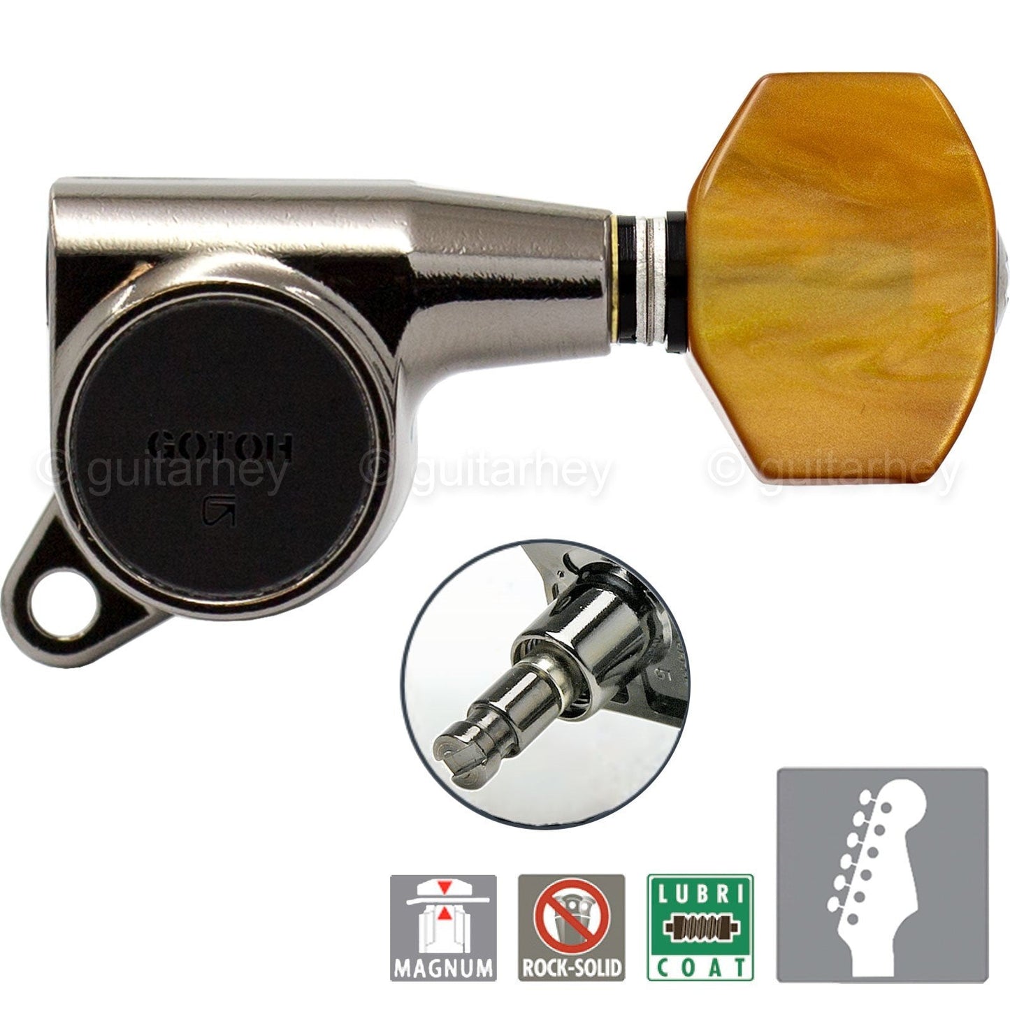 NEW Gotoh SG381-P8 MG MAGNUM LOCK Locking Key Set 6 in line Tuner - COSMO BLACK