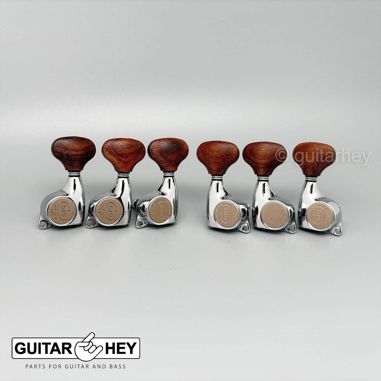NEW Gotoh SGL510Z-GL5 Set Tuners LARGE Wood Button 1:21 Gear Ratio, 3x3 - CHROME